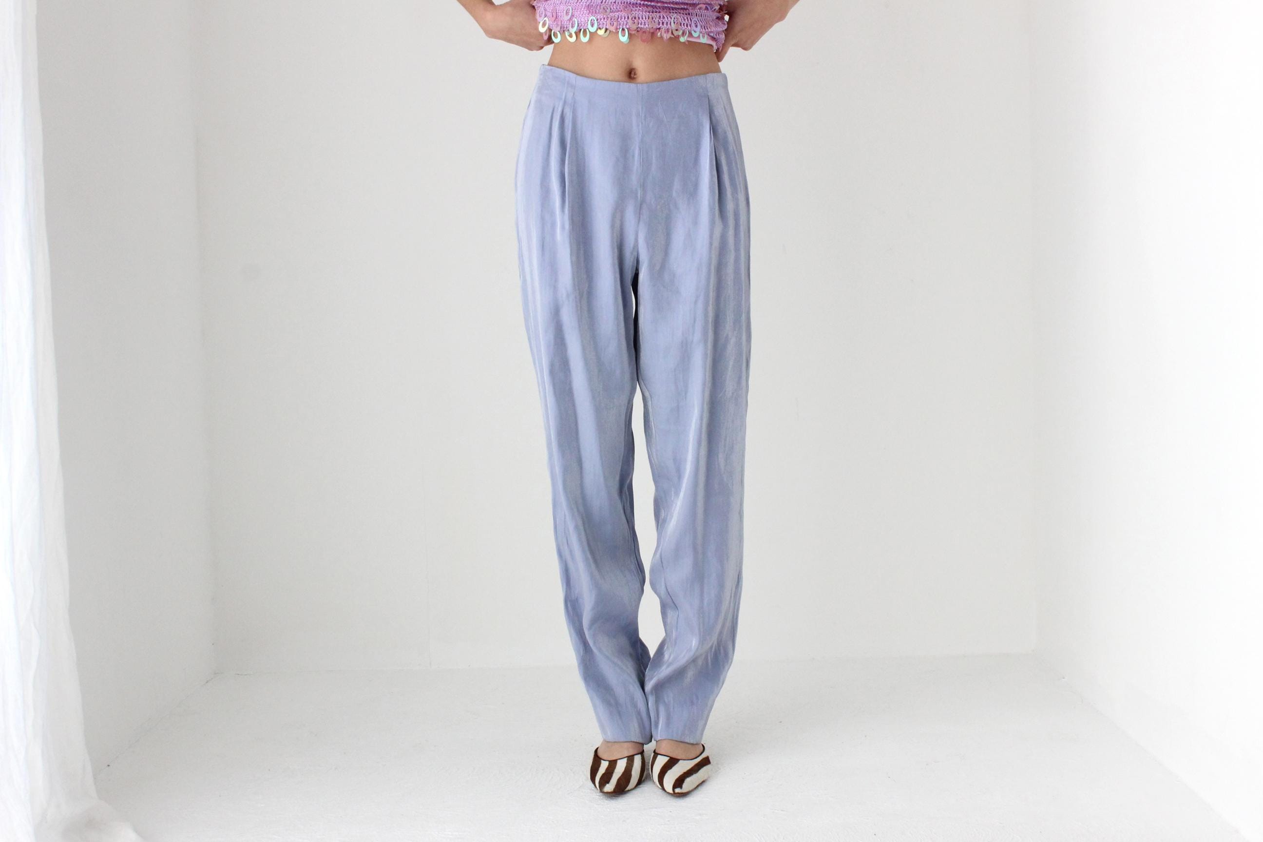 FUTURISM 90s Holographic Pastel Relaxed Tapered Trousers