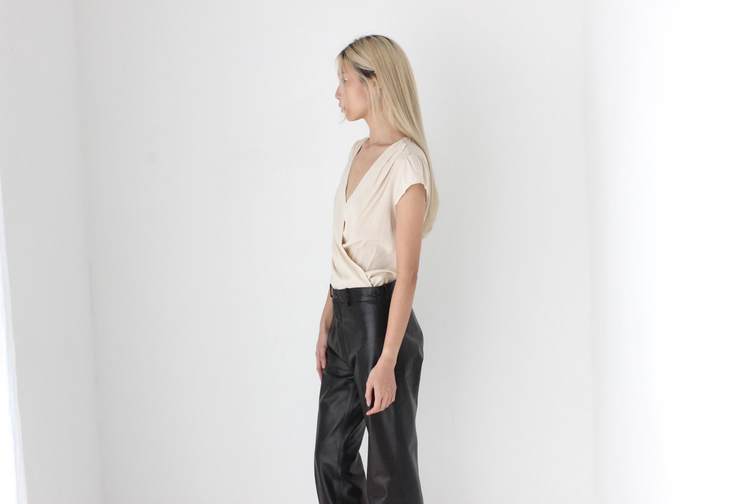 FUTURISM Y2K Pure Silk Plunge Neck Bodysuit by Bebe