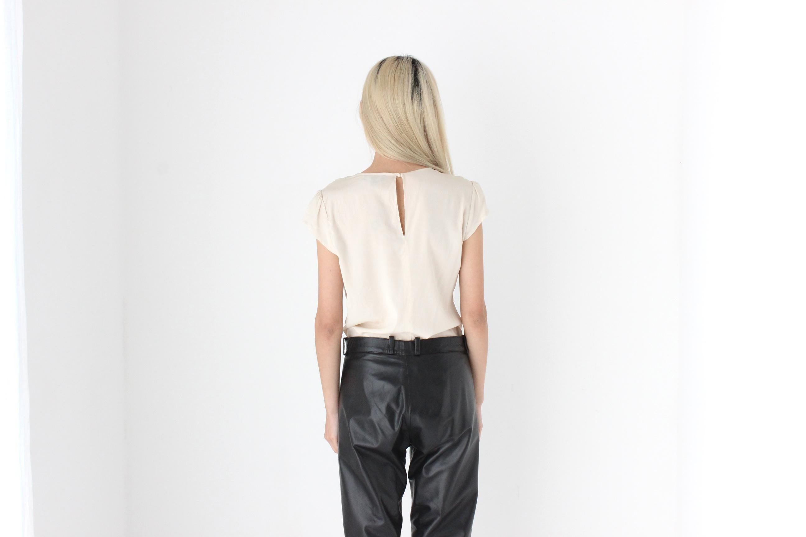 FUTURISM Y2K Pure Silk Plunge Neck Bodysuit by Bebe