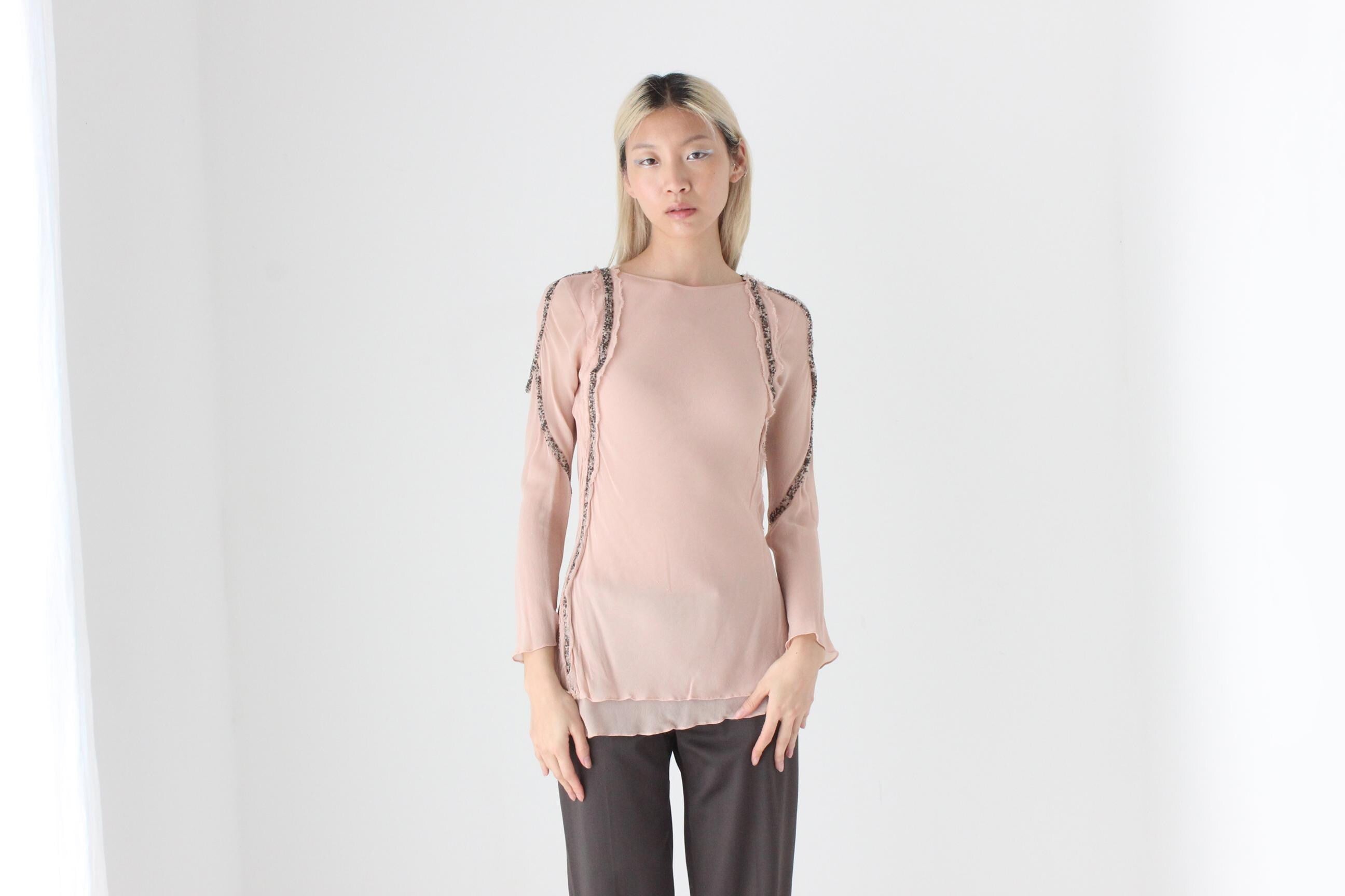 FUTURISM Y2K Kate Moss for Topshop 'Distressed' Top w/ Beading
