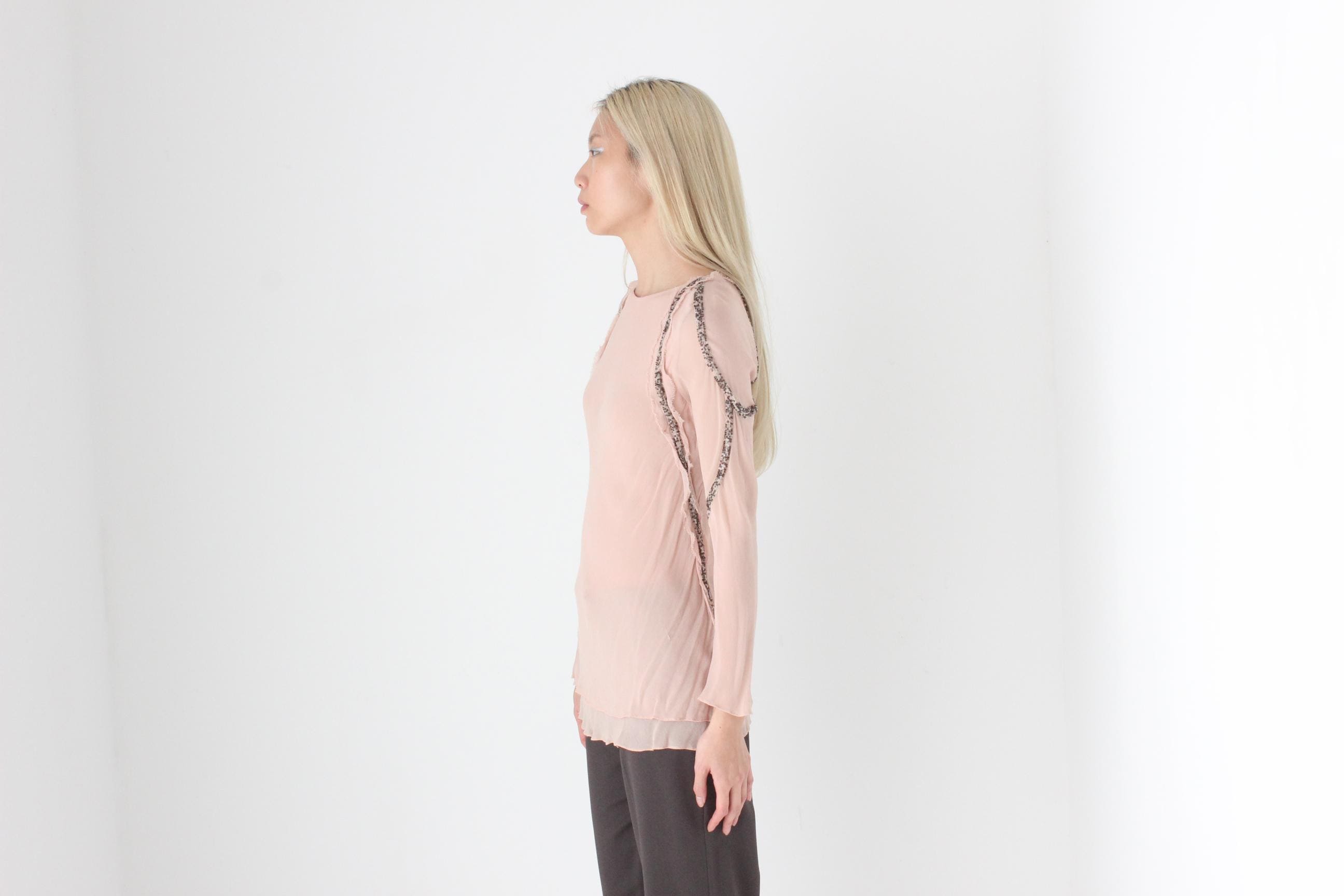 FUTURISM Y2K Kate Moss for Topshop 'Distressed' Top w/ Beading
