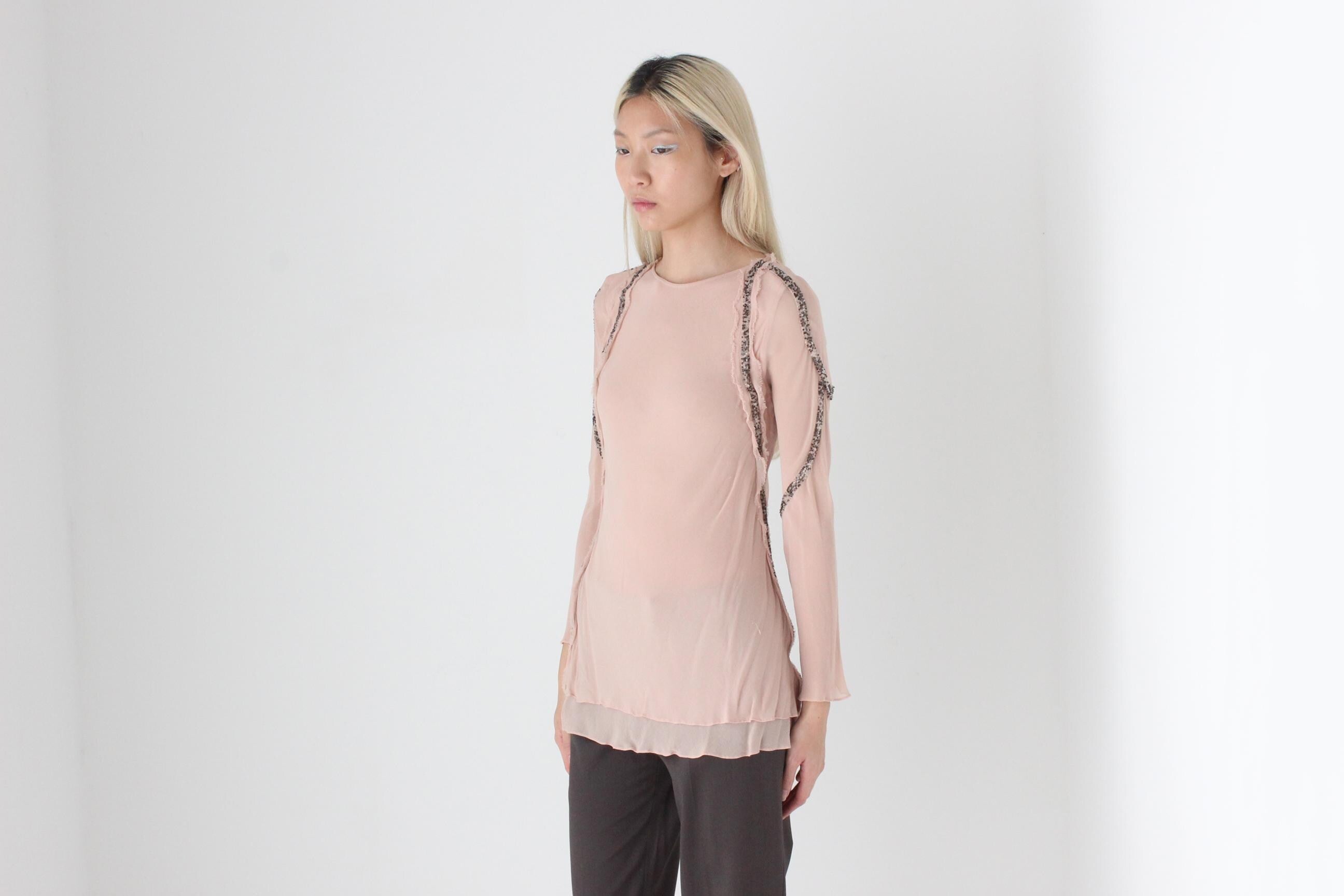 FUTURISM Y2K Kate Moss for Topshop 'Distressed' Top w/ Beading