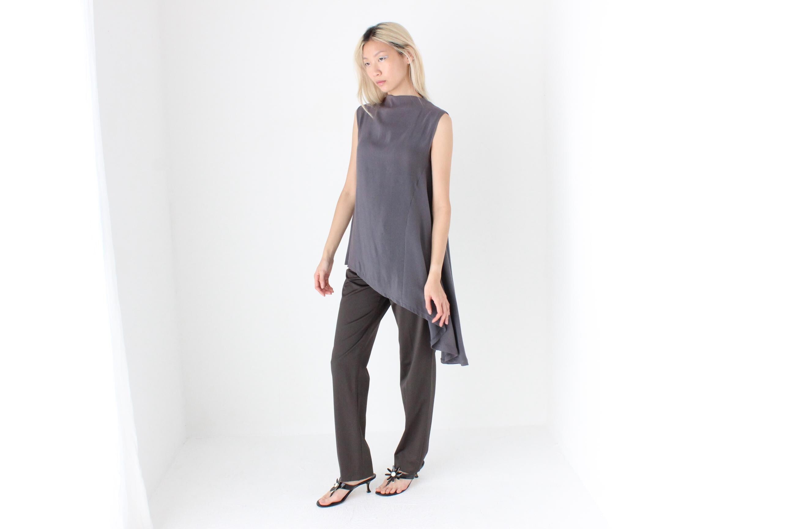 FUTURISM 90s Woven Silk Drape Top