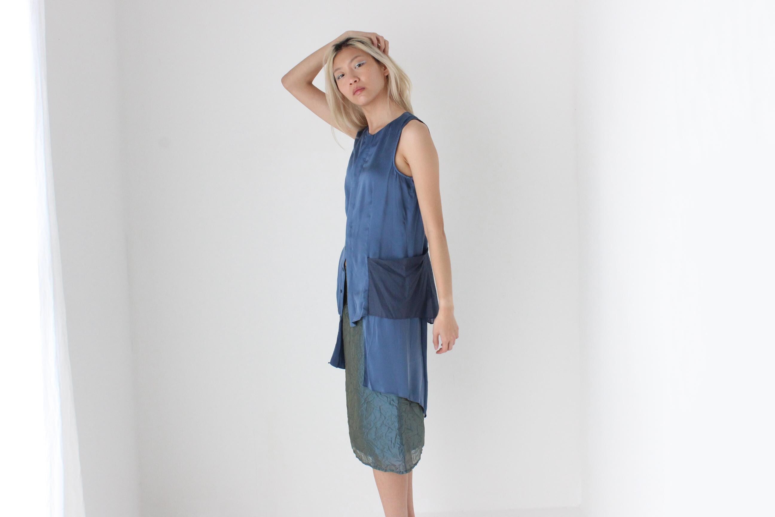 FUTURISM Y2K Art Silk Abstract Top