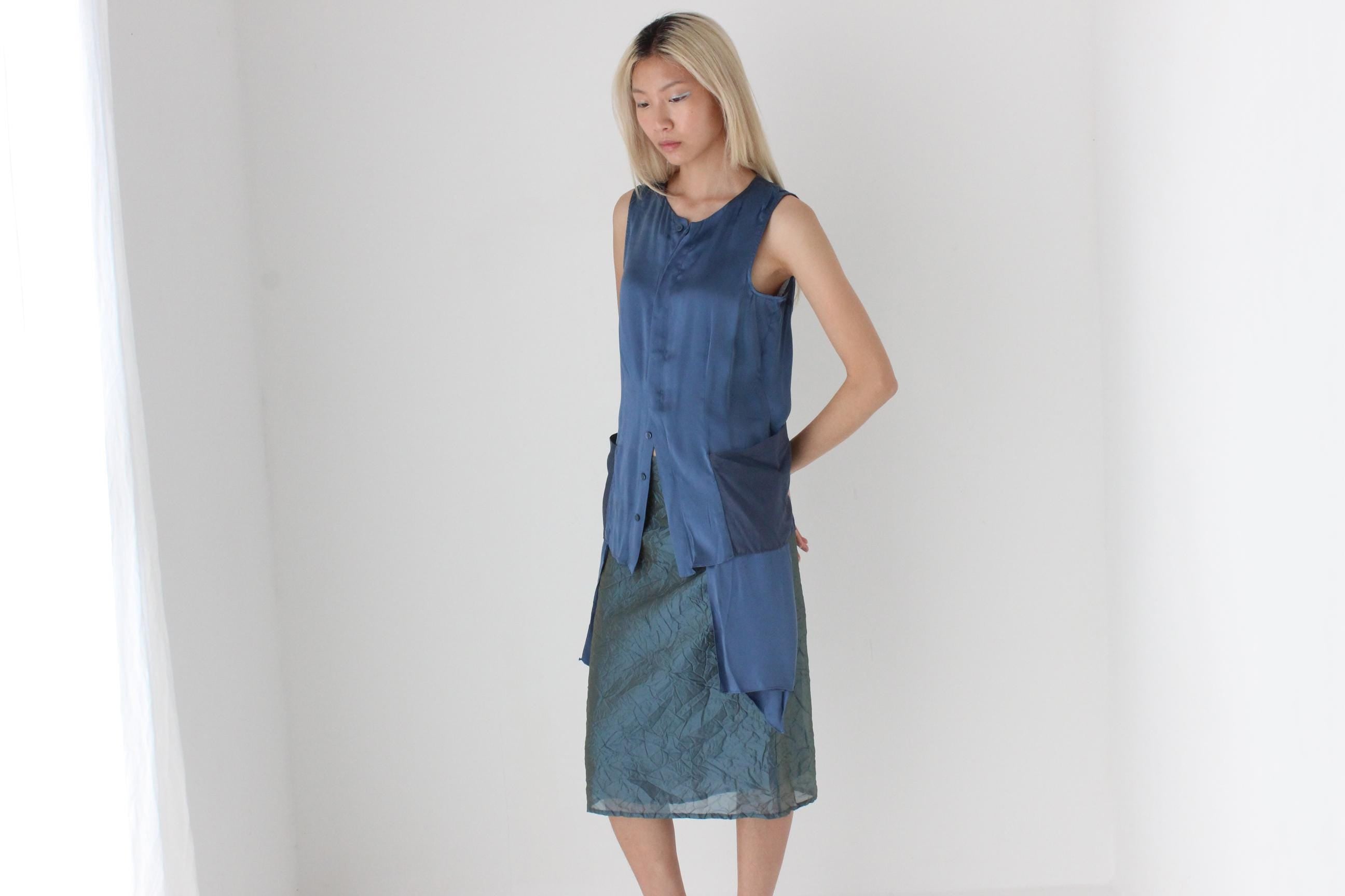 FUTURISM Y2K Art Silk Abstract Top