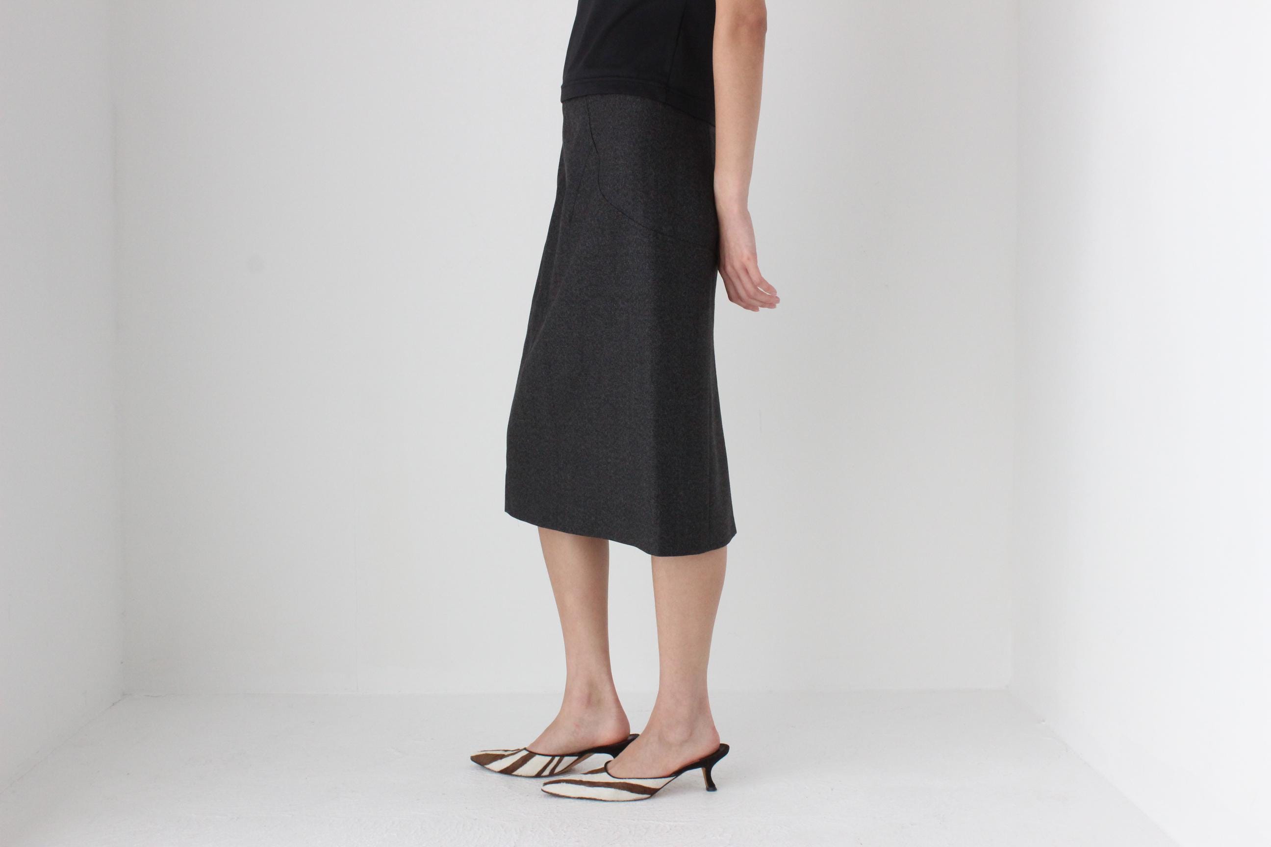FUTURISM 90s Moschino Dark Grey Wool Skirt