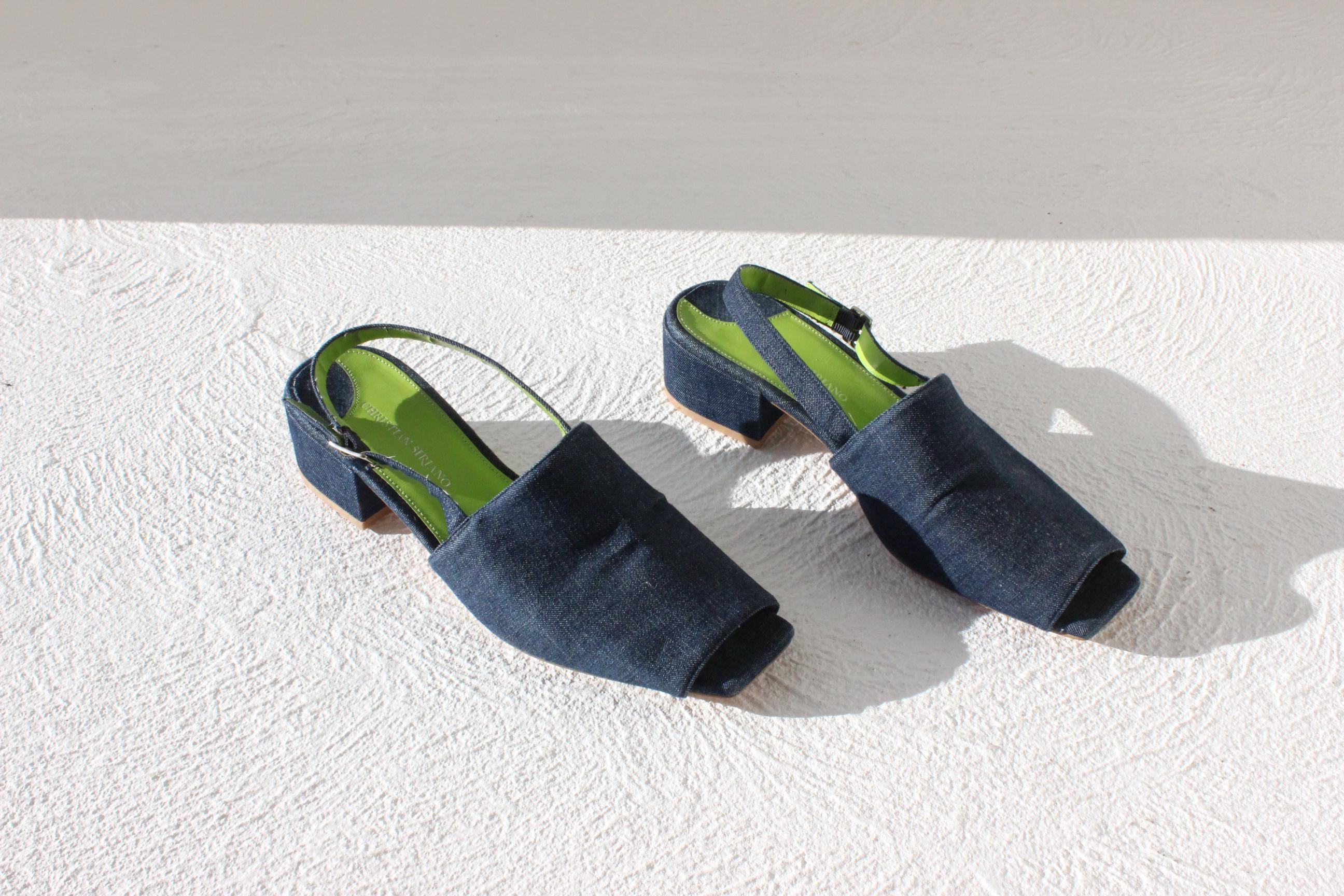 FUTURISM Christian Sirano 2000s Denim & Leather Sandals ~ Euro 40