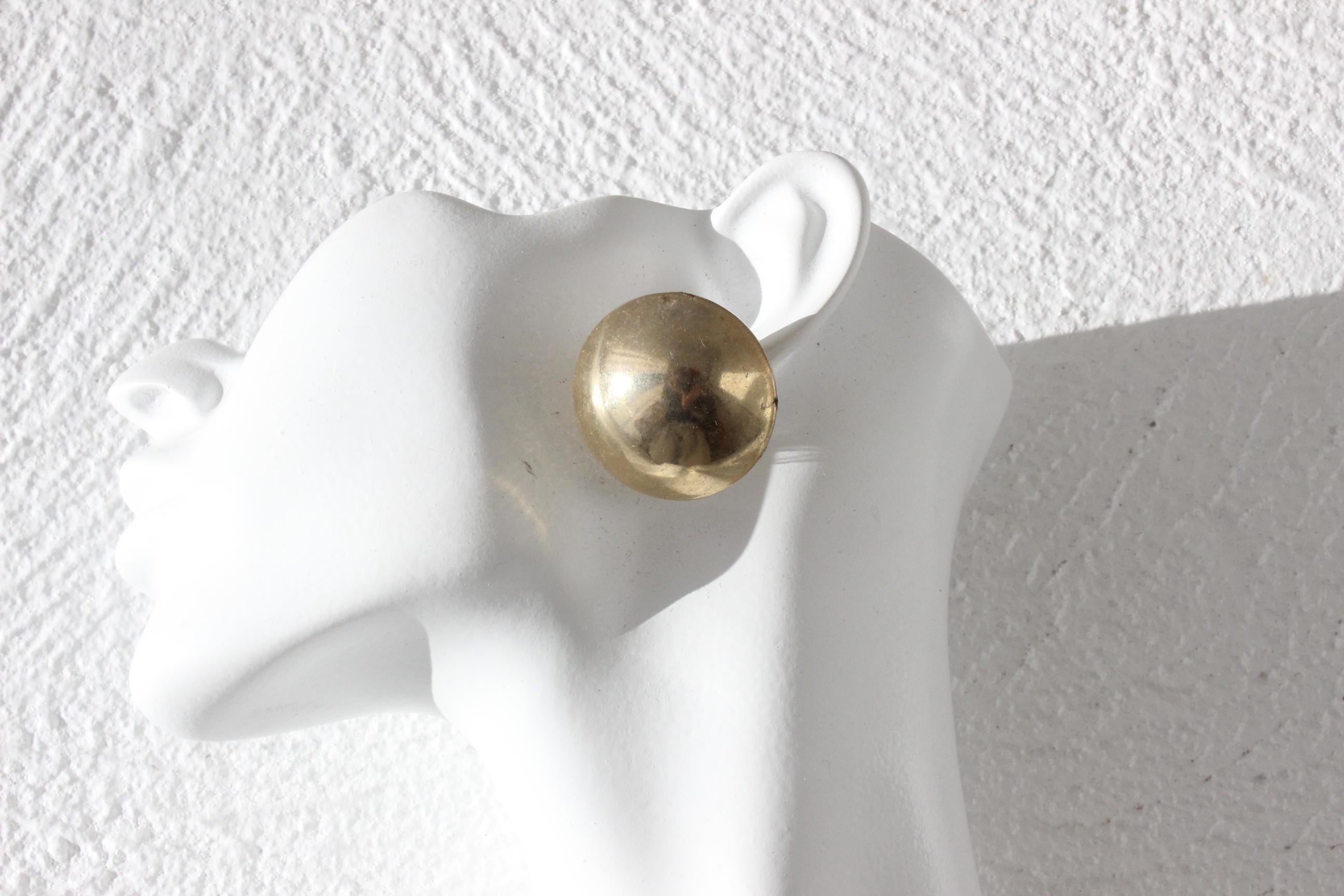 80s Modernist Gold Round Clip On Earrings