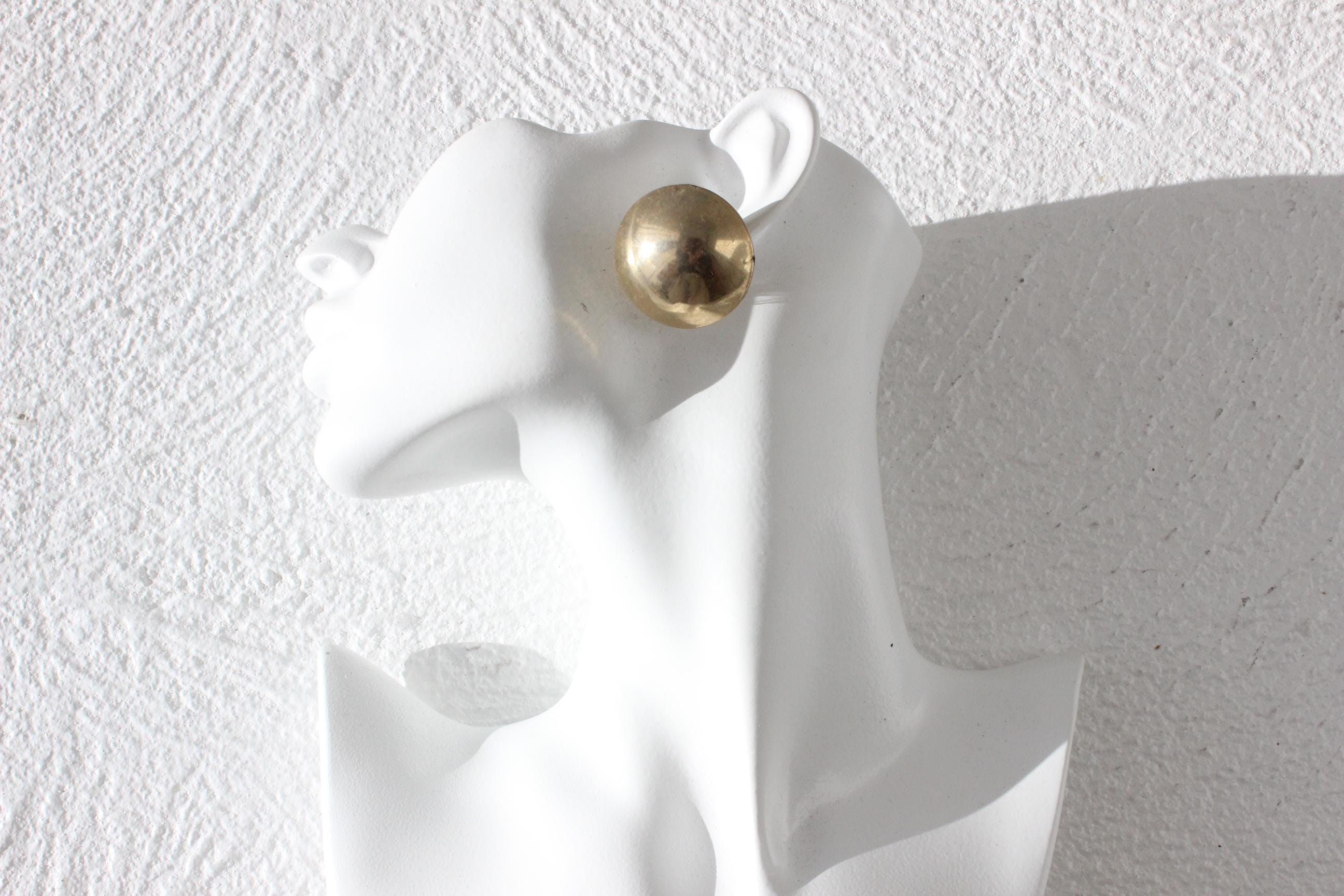 80s Modernist Gold Round Clip On Earrings