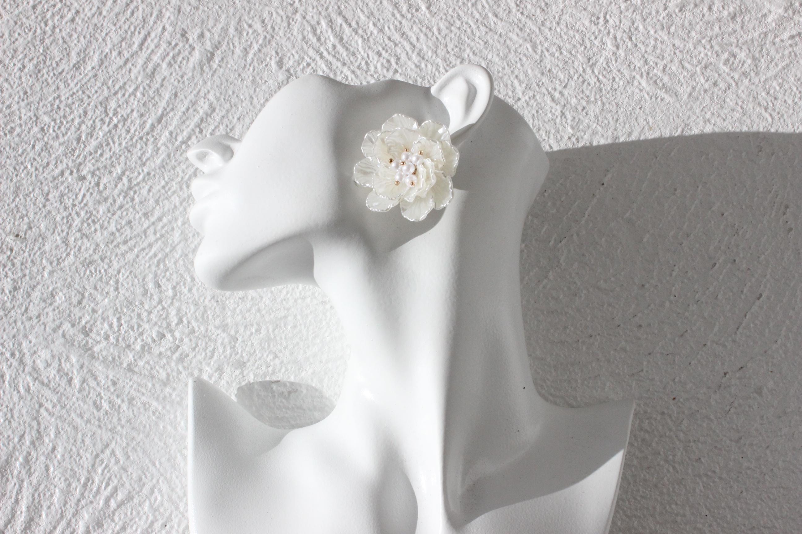 Modern 3D Resin & Pearl Flower Earrings