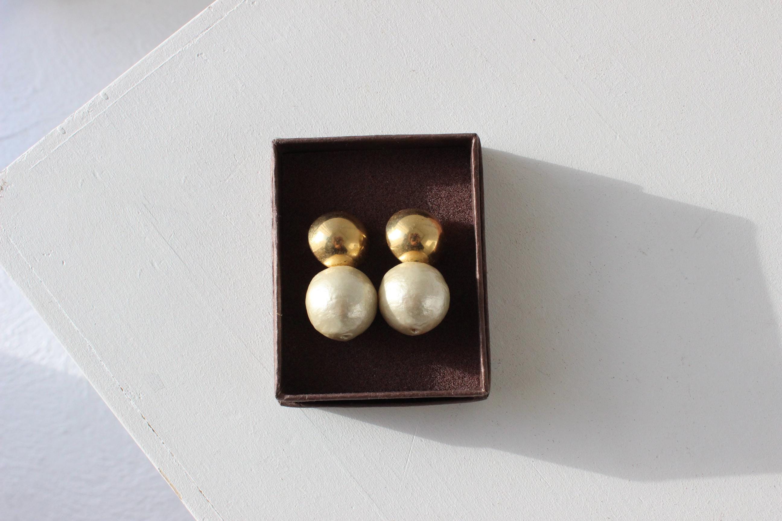 90s Cotton Pearl Baroque Bridal Stud Earrings by Emma Page
