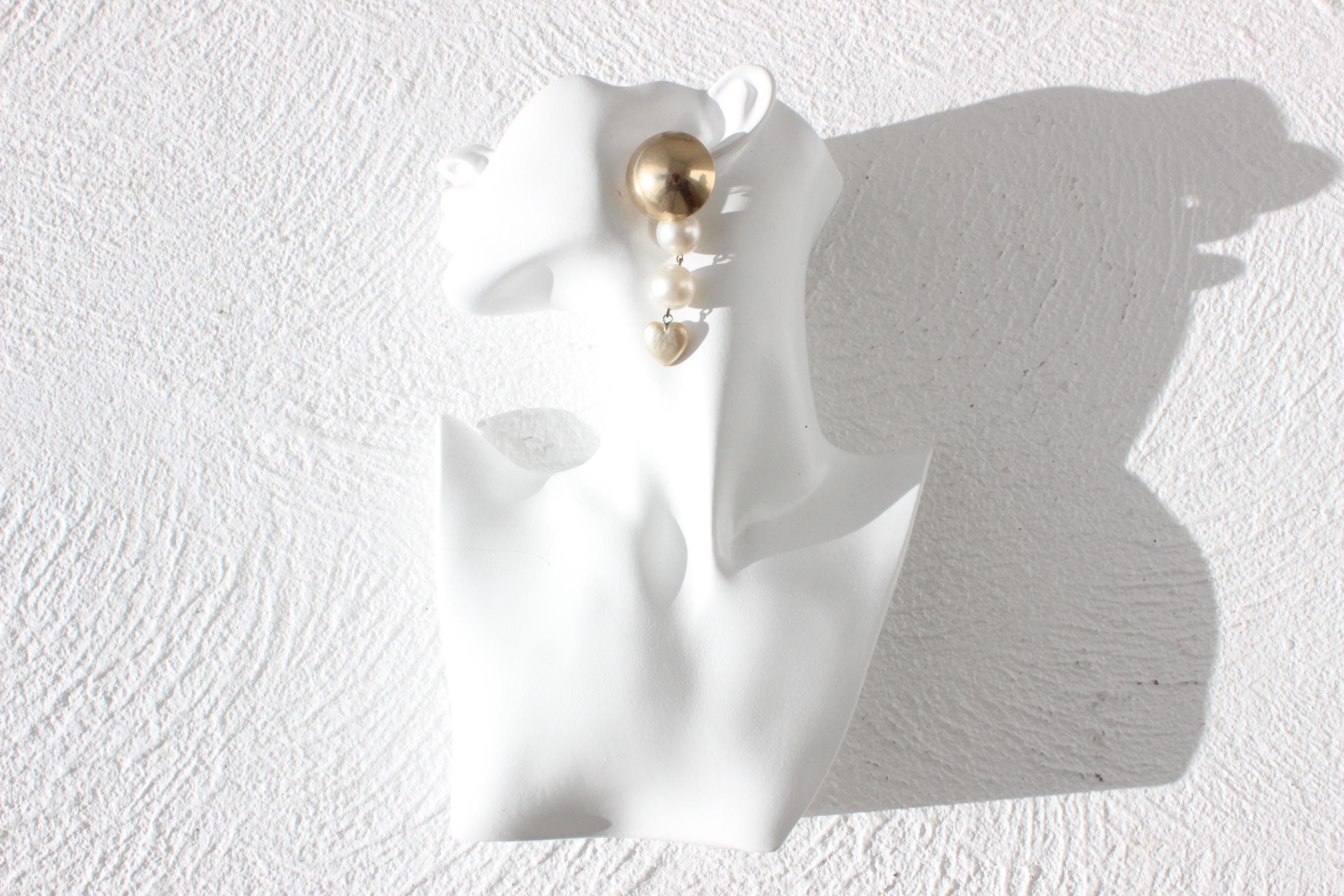 80s Glam Gold Tone & Pearl Oversized Earrings