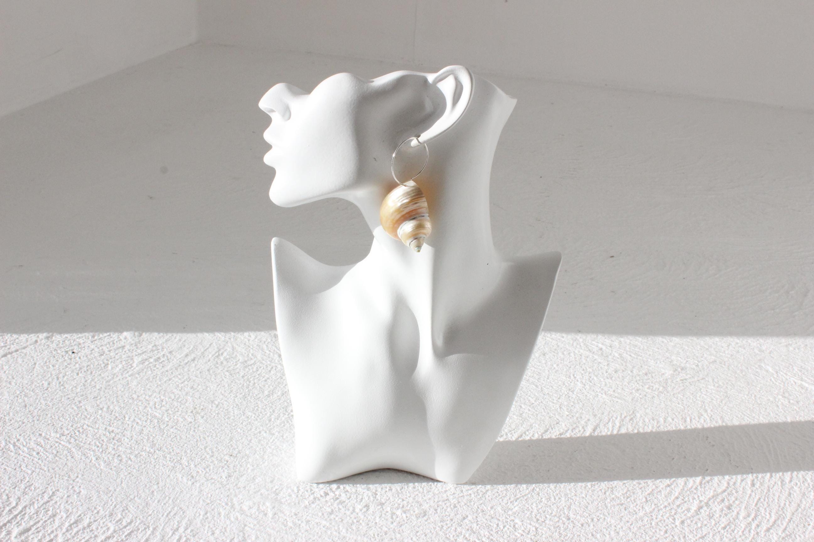 Modernist Seashell Natural Conch Shell Sleeper Earrings