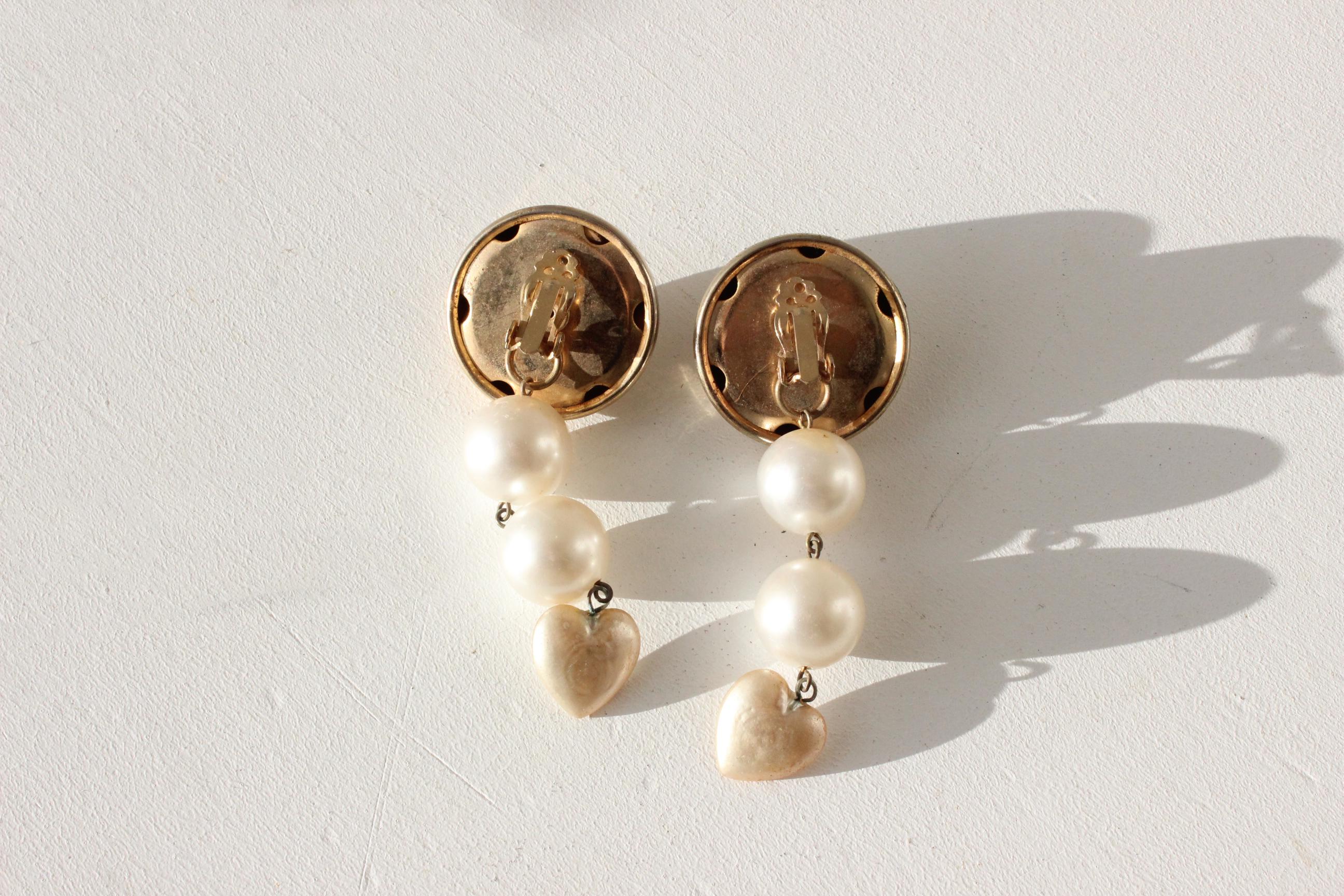 80s Glam Gold Tone & Pearl Oversized Earrings