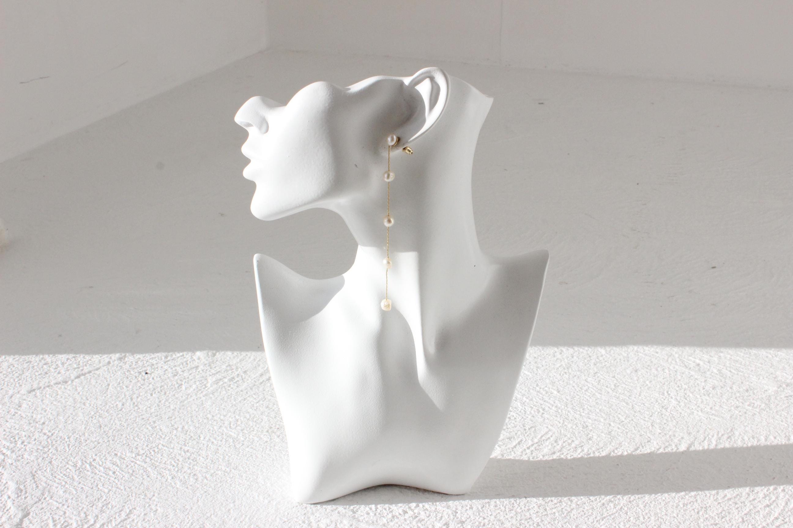 Modernist Trailing Baroque Pearl Chain Earrings