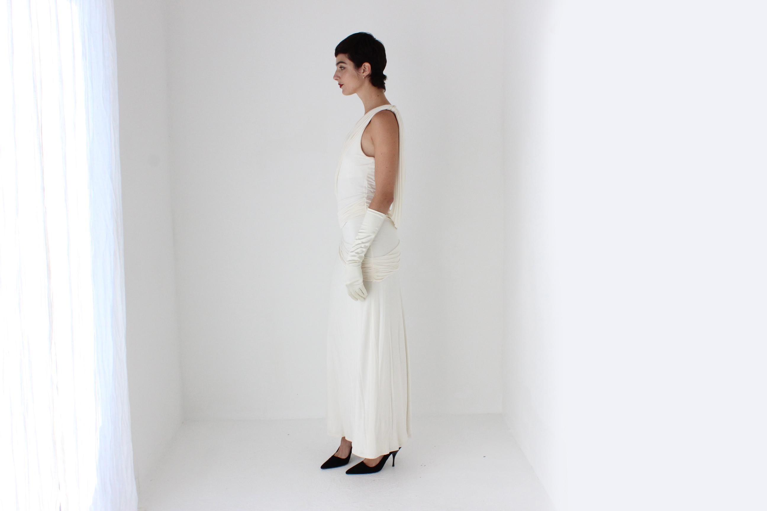 Y2K Lisa Ho Draped Silk Jersey One Shoulder Gown