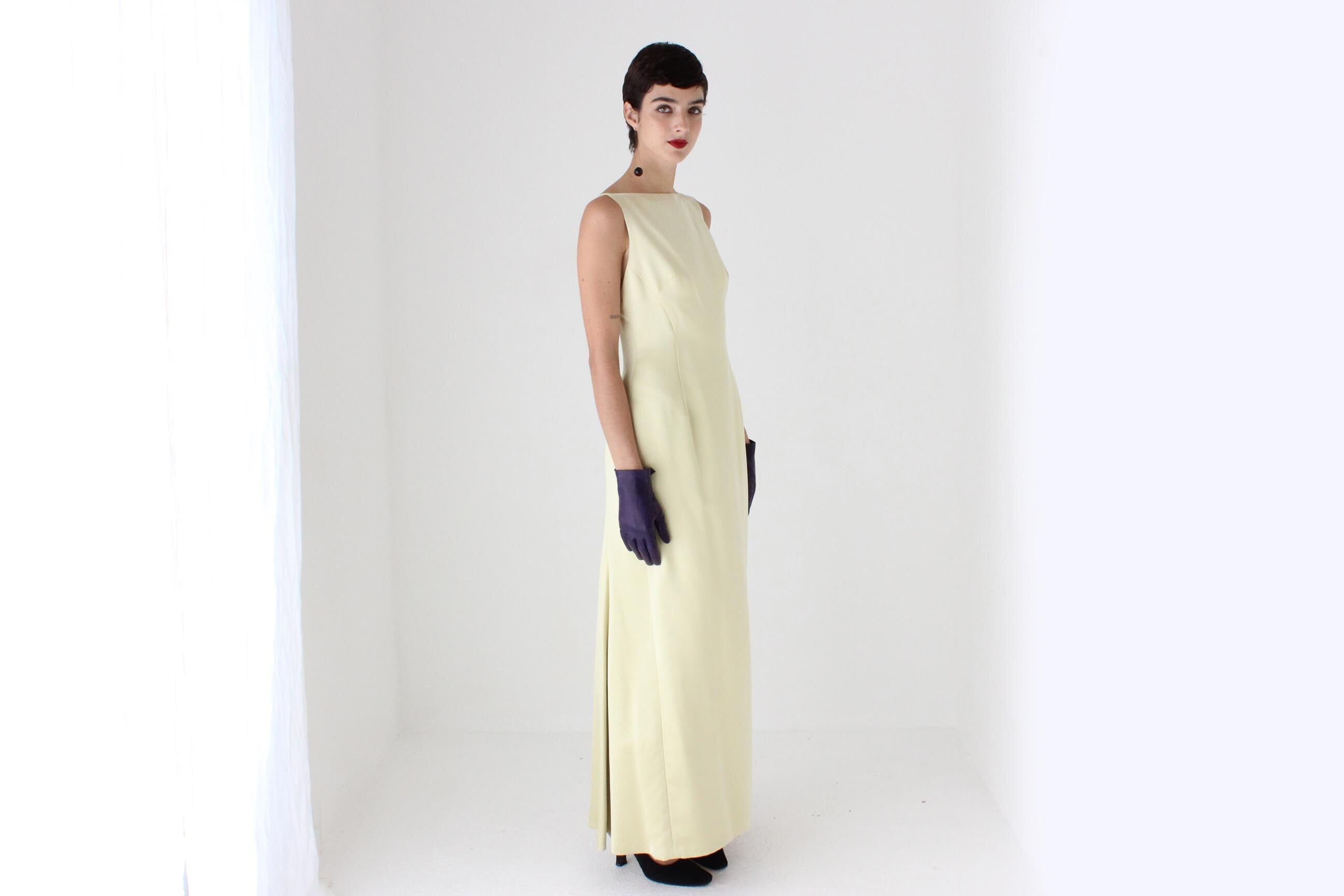 90s Nicole Miller Pure Silk Citrus High Neck / Backless Gown