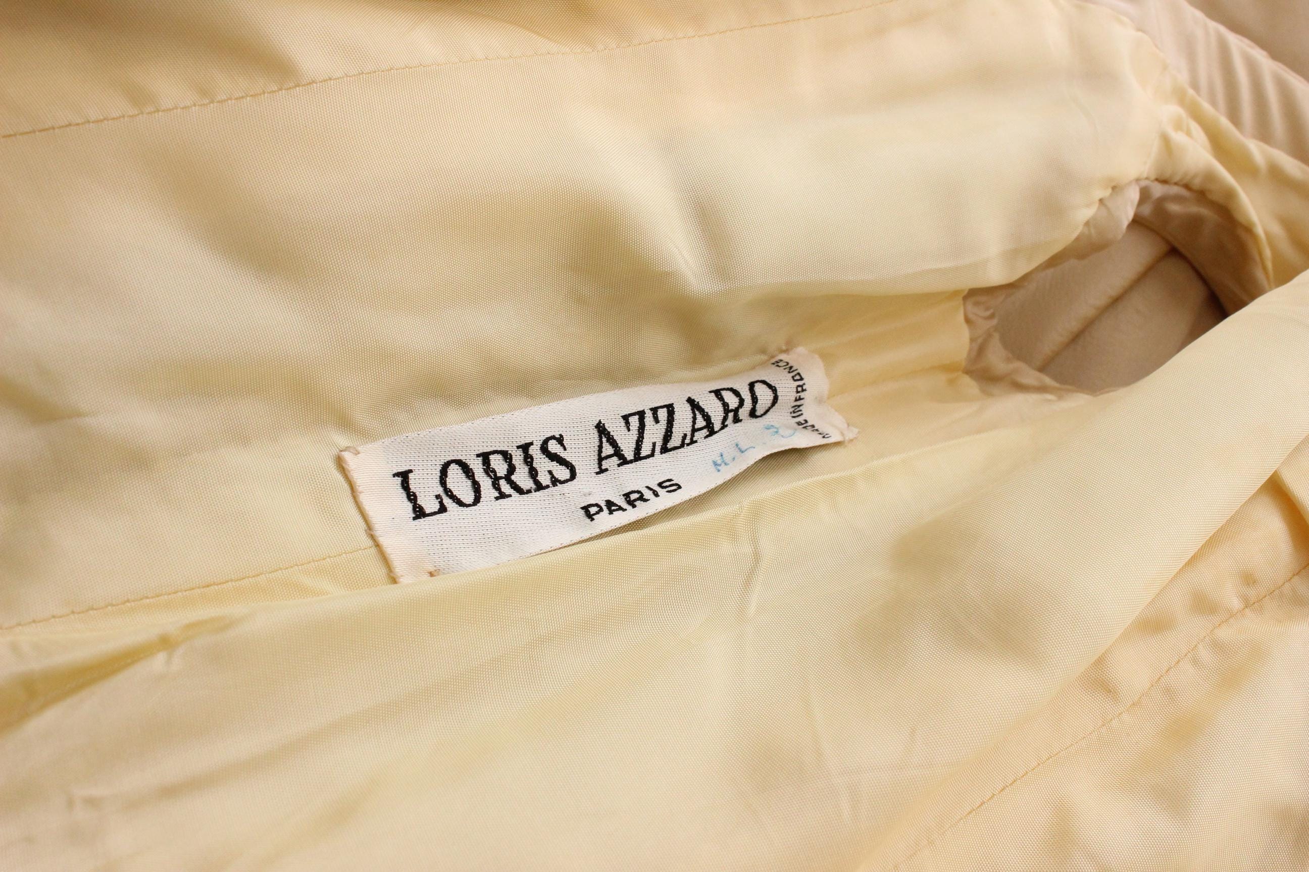 80s LORIS AZZARO Paris Silk Taffeta Drop Waist Puff Dress w/ Silk Flower