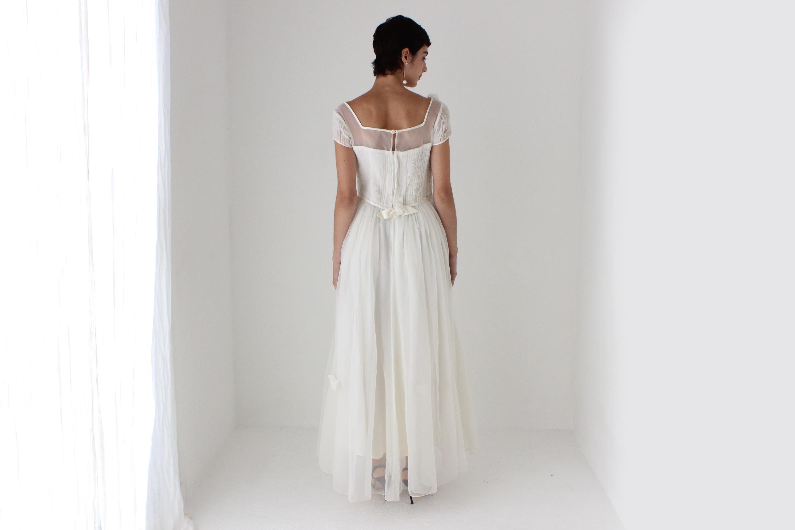 Rocha Vibe 80s does 50s Plisse Organza & Flower Wedding Dress