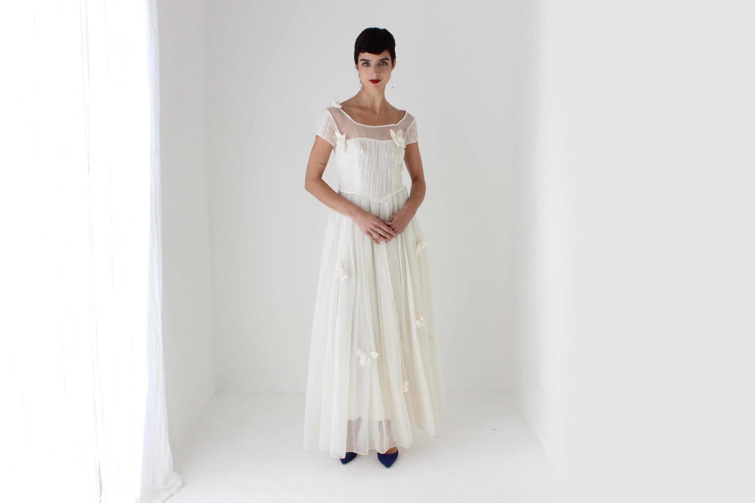 Rocha Vibe 80s does 50s Plisse Organza & Flower Wedding Dress