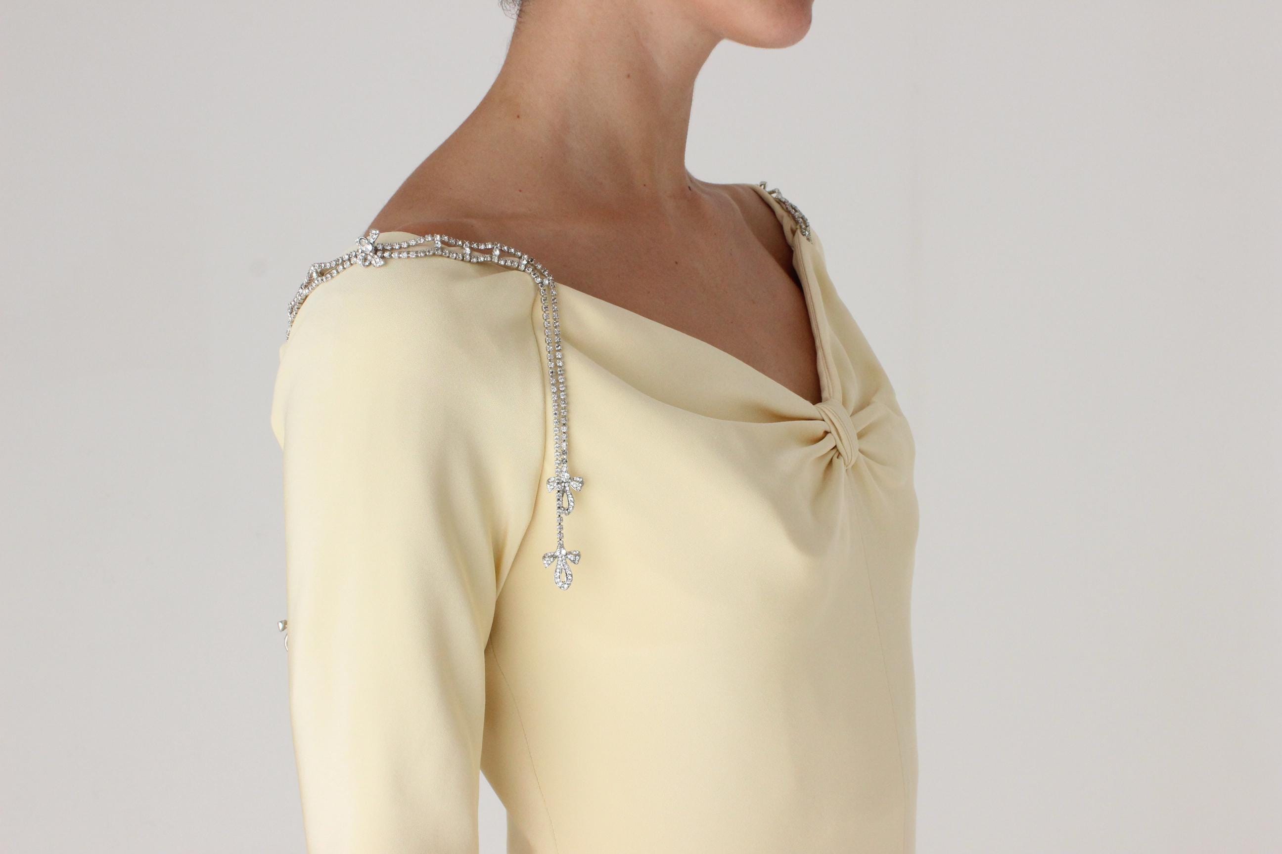 90s Does 40s Melinda Eng Pure Silk Pastel Yellow Gown