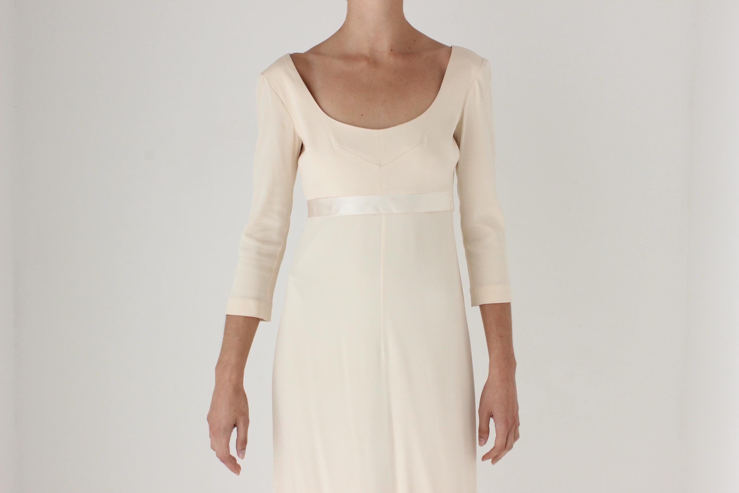 90s DOLCE & GABBANA Pure Silk Scoop Neck Empire Waist Romantic Sheath