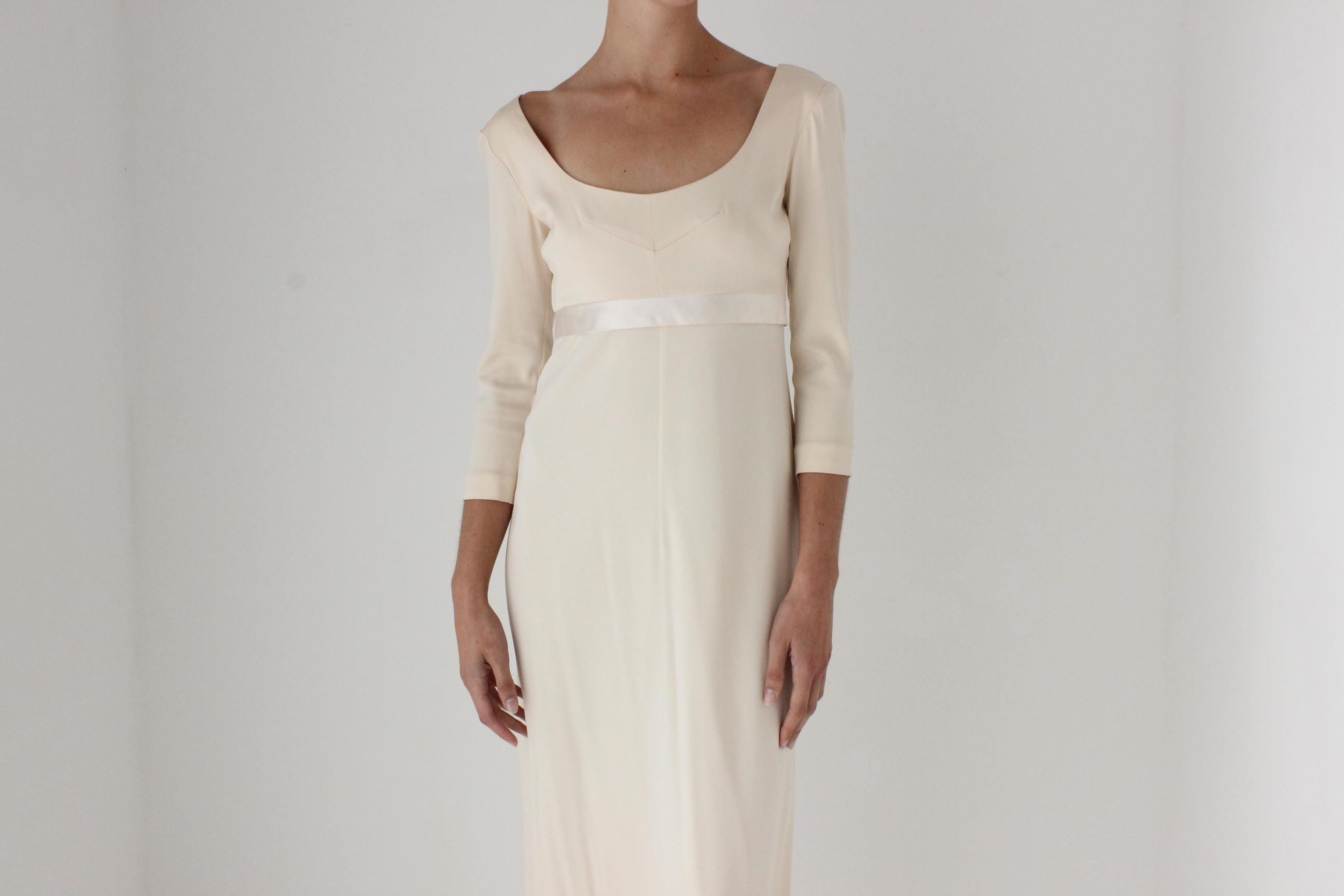 90s DOLCE & GABBANA Pure Silk Scoop Neck Empire Waist Romantic Sheath
