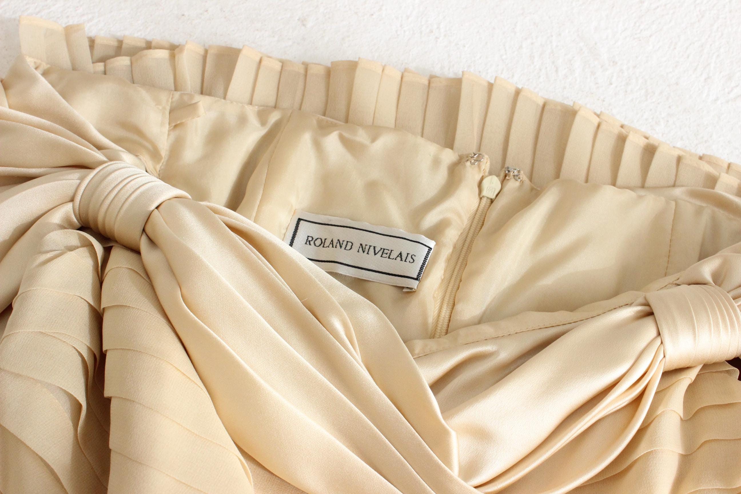 90s Roland Nivelais Textural Silk Draped Goddess Mini