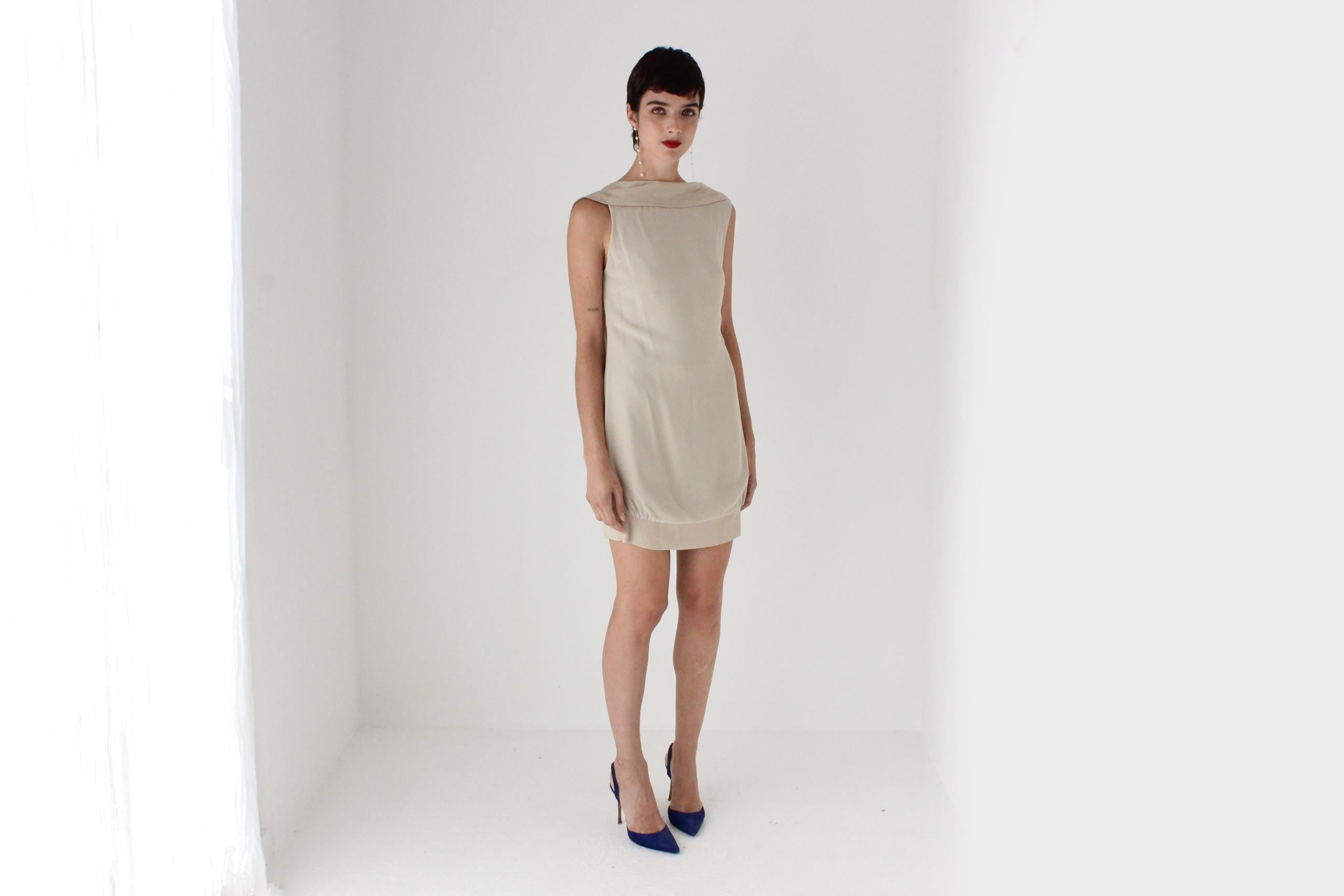 2000s Azzaro Beautifully Cut Draped Backless Bateau Neck Mini