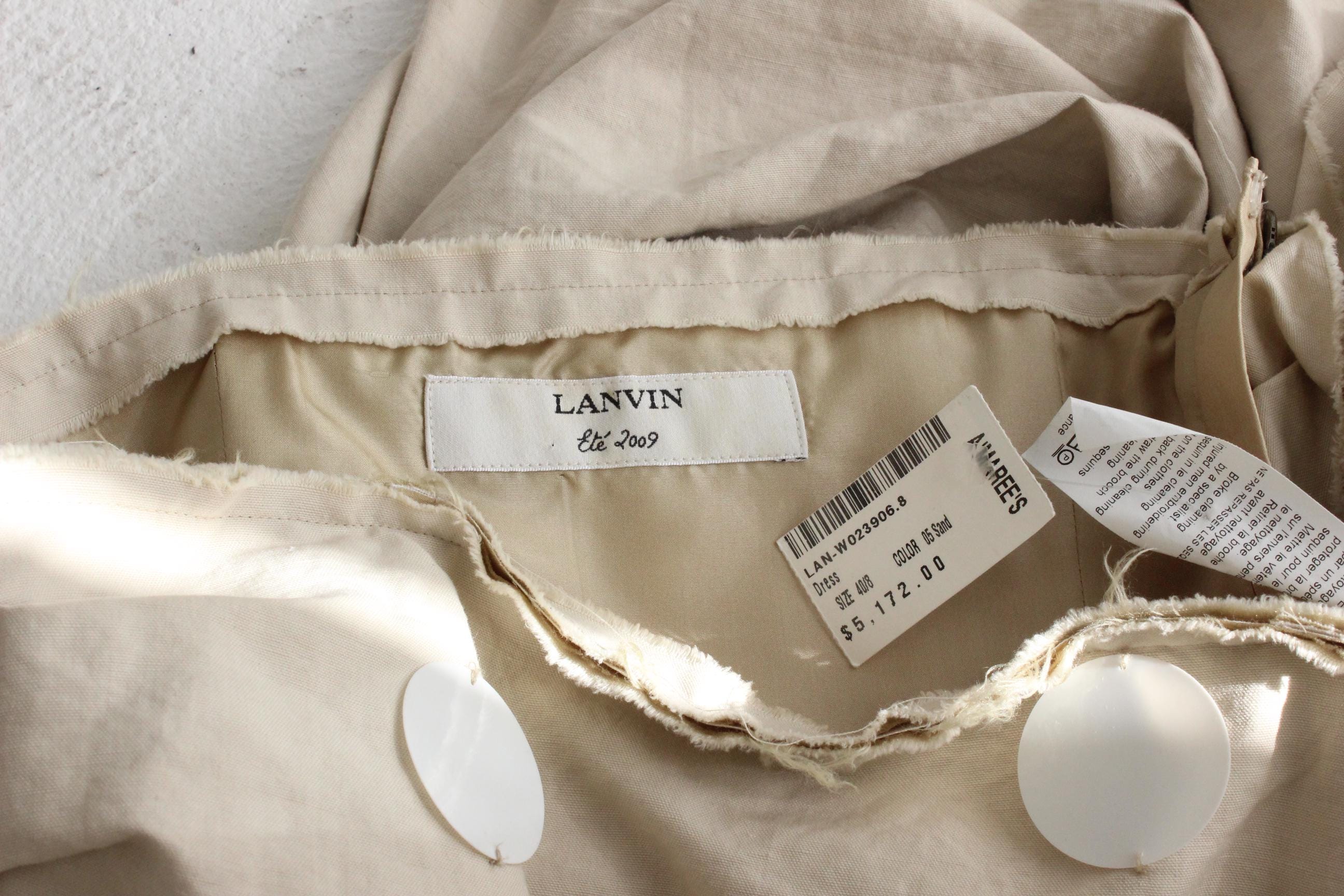 2009 LANVIN Paris Textural Linen Anti-Bride Wedding Dress w/ Pailettes