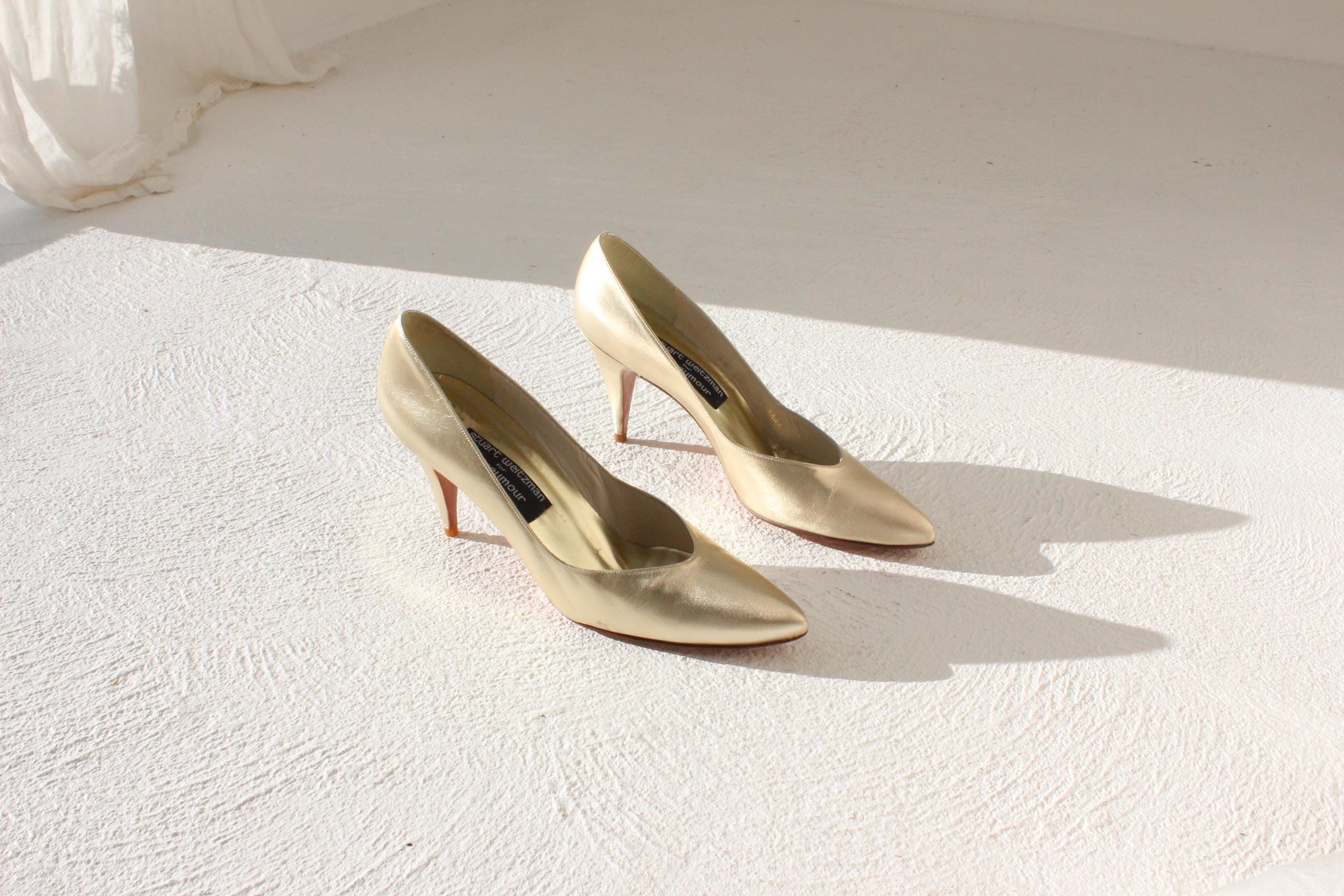 80s Stuart Weitzman for Mr Seymour Gold Leather Pumps - Euro 38
