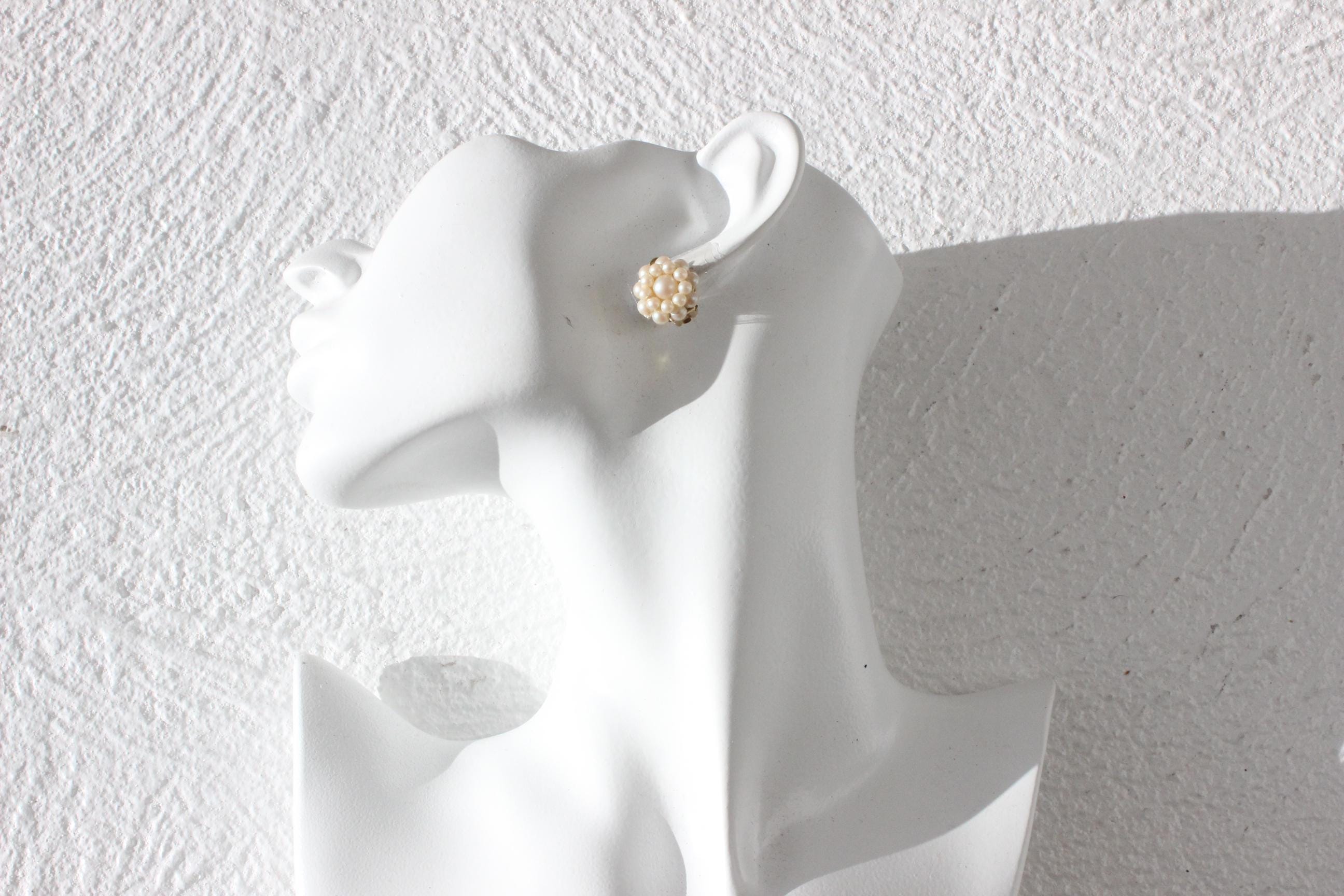 1960s Dainty Pearl Cluster Earrings