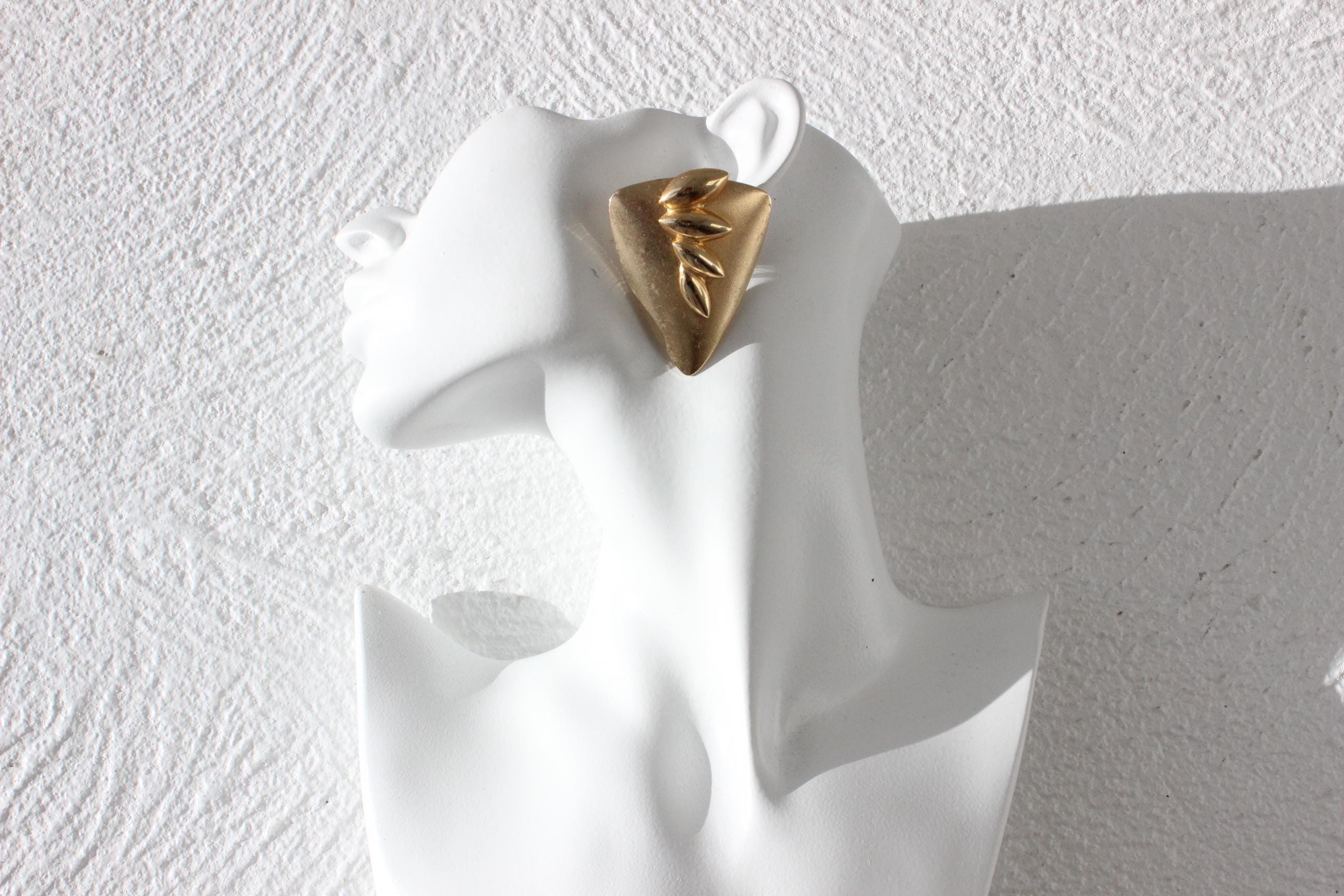 80s Brutalist Gold Tone Clip On Earrings