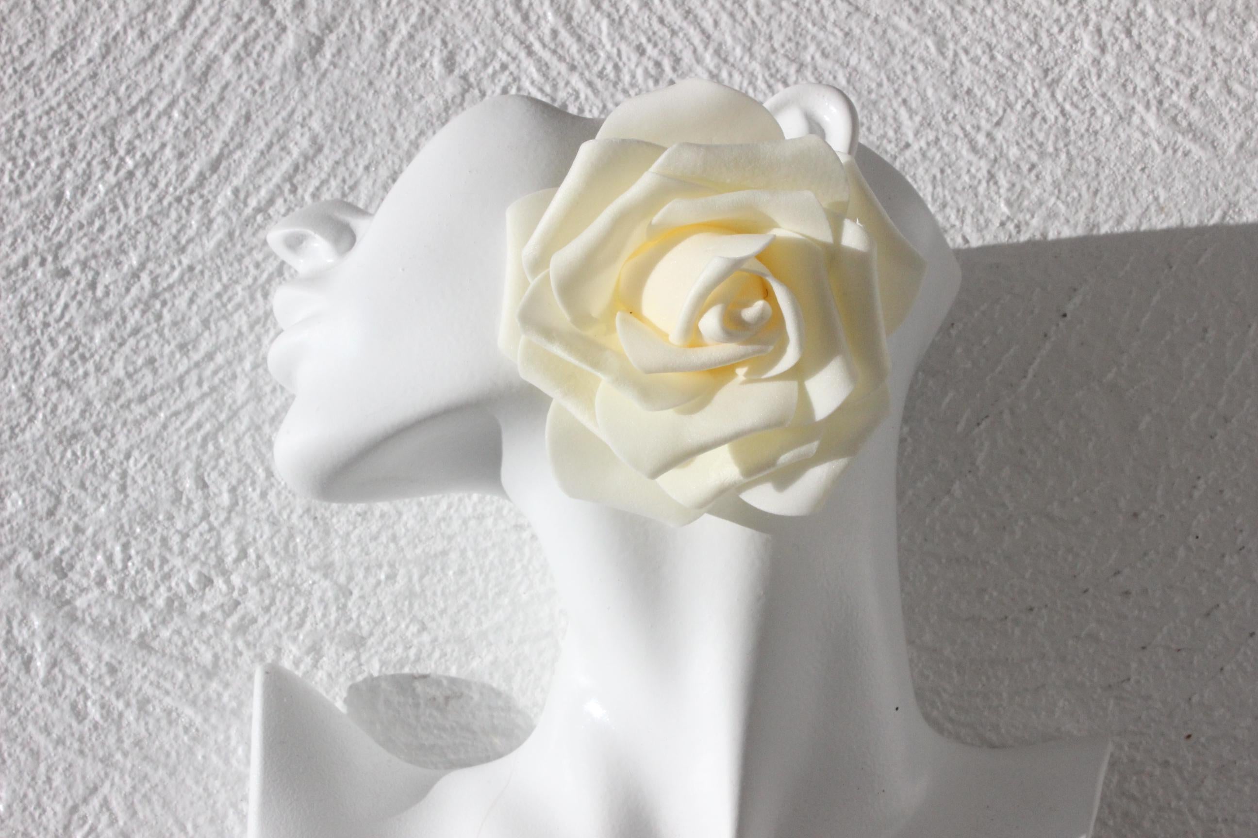 Oversized Cream Velour Rose Earrings