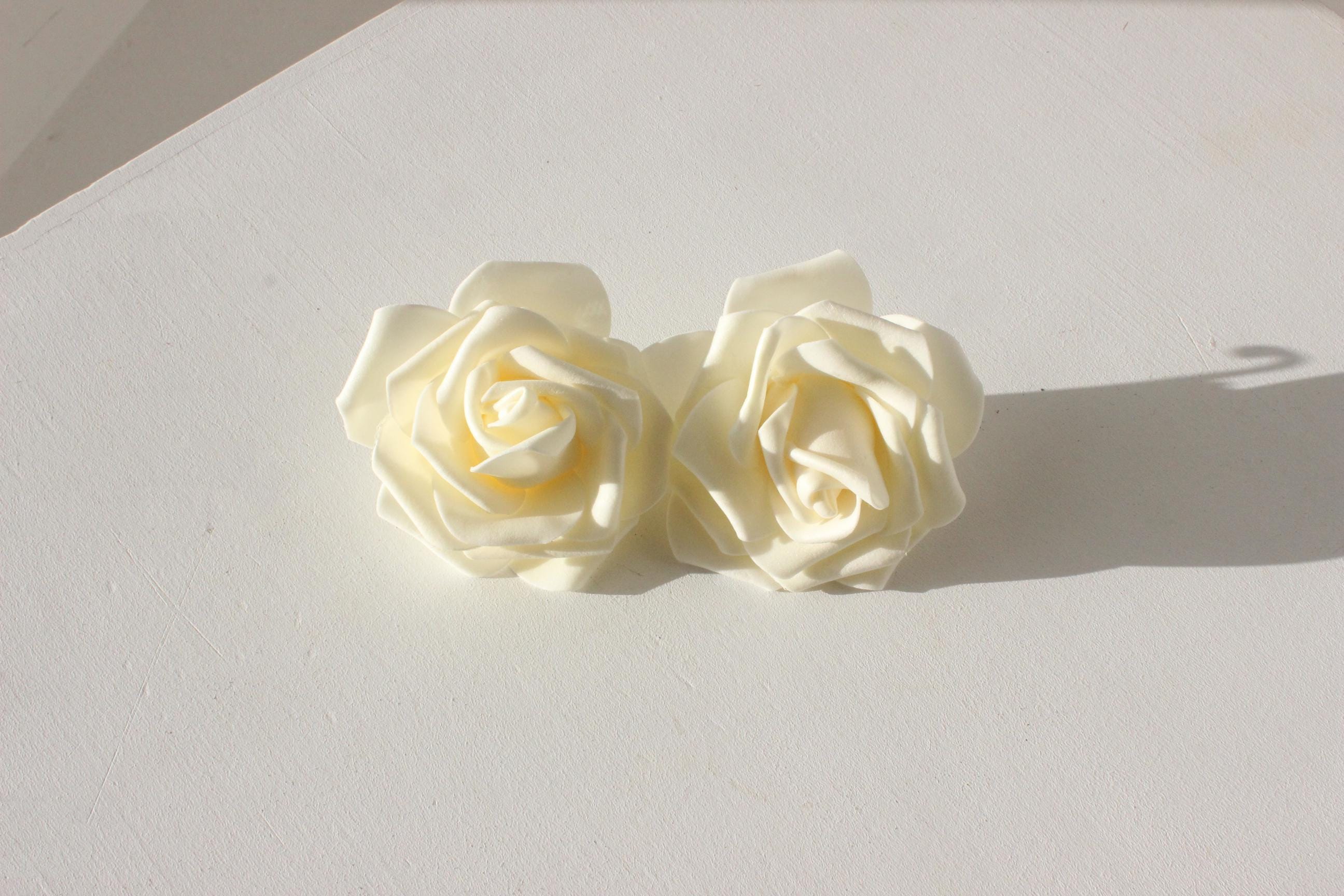 Oversized Cream Velour Rose Earrings