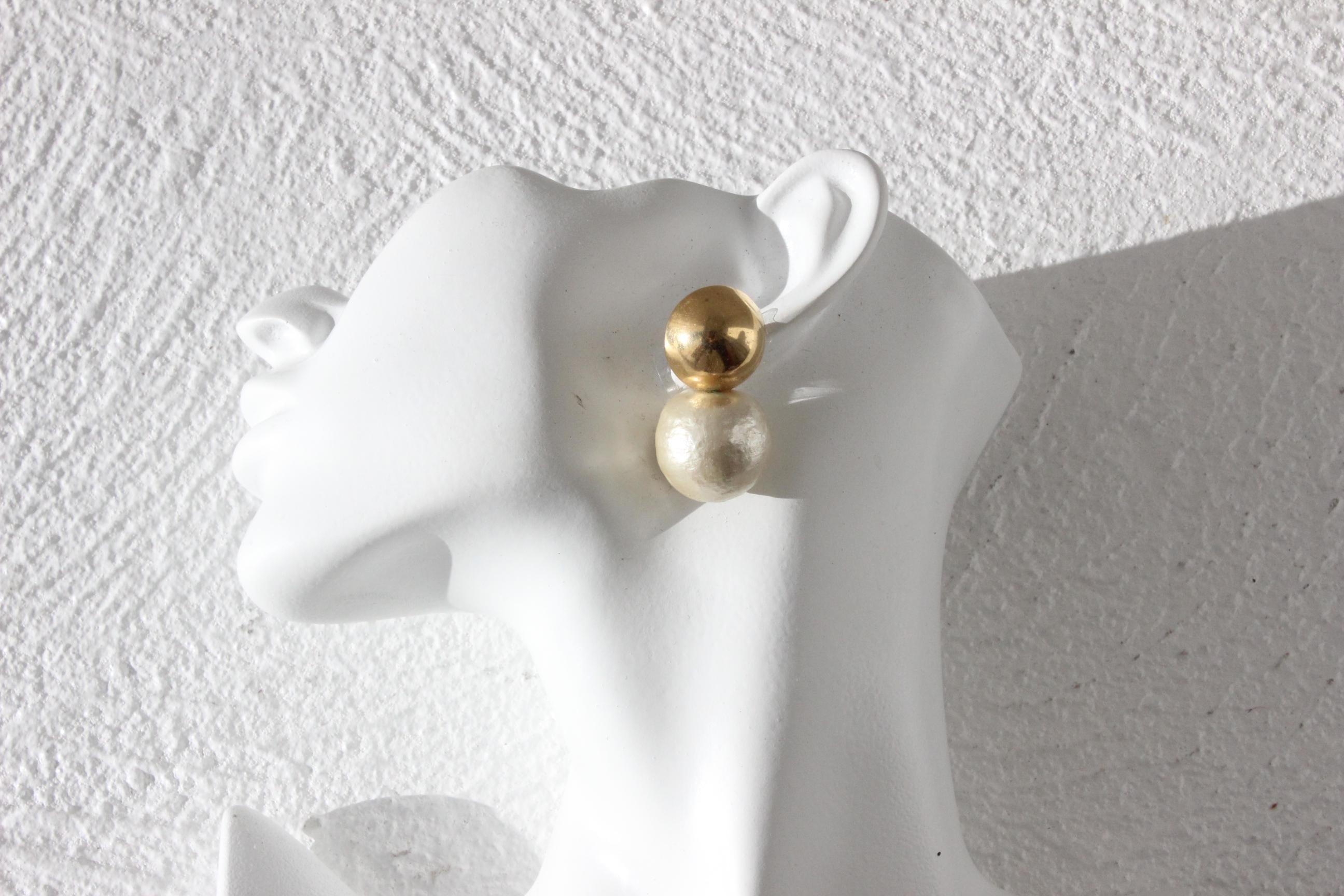 90s Cotton Pearl Baroque Bridal Stud Earrings by Emma Page