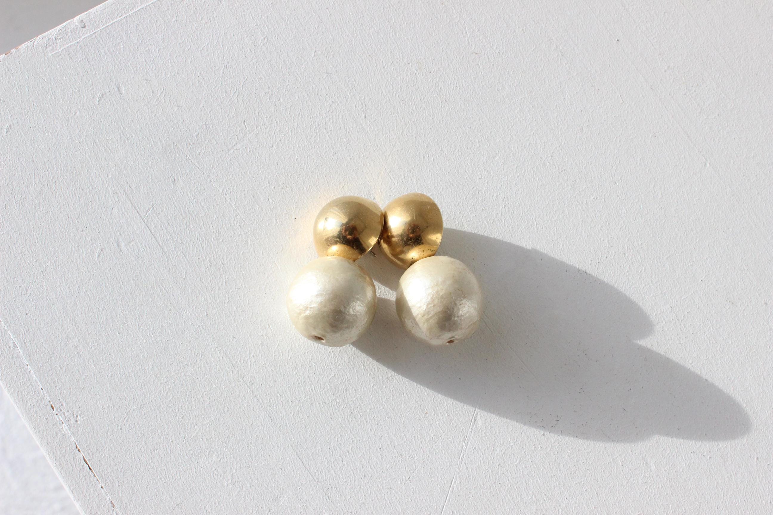 90s Cotton Pearl Baroque Bridal Stud Earrings by Emma Page