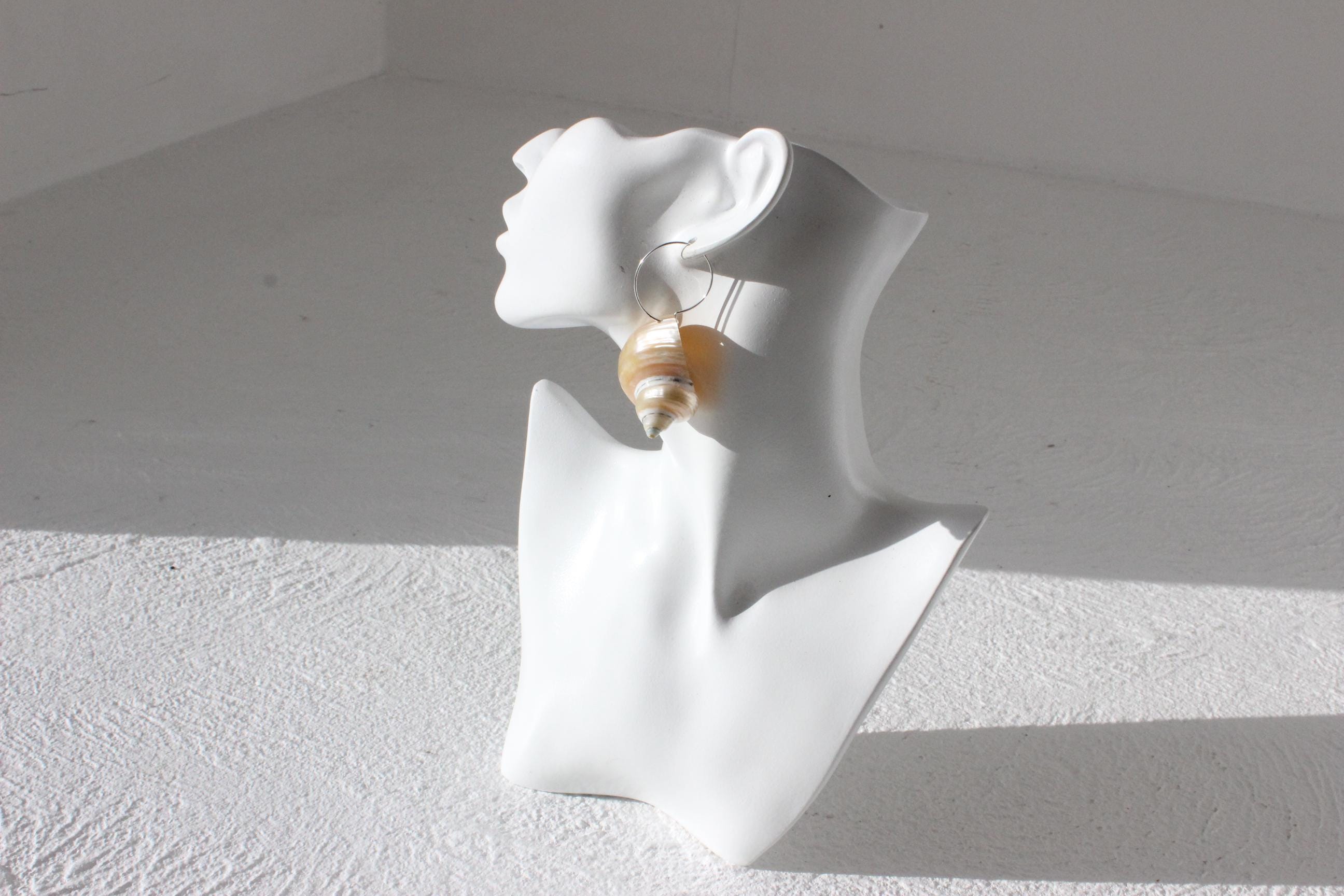 Modernist Seashell Natural Conch Shell Sleeper Earrings