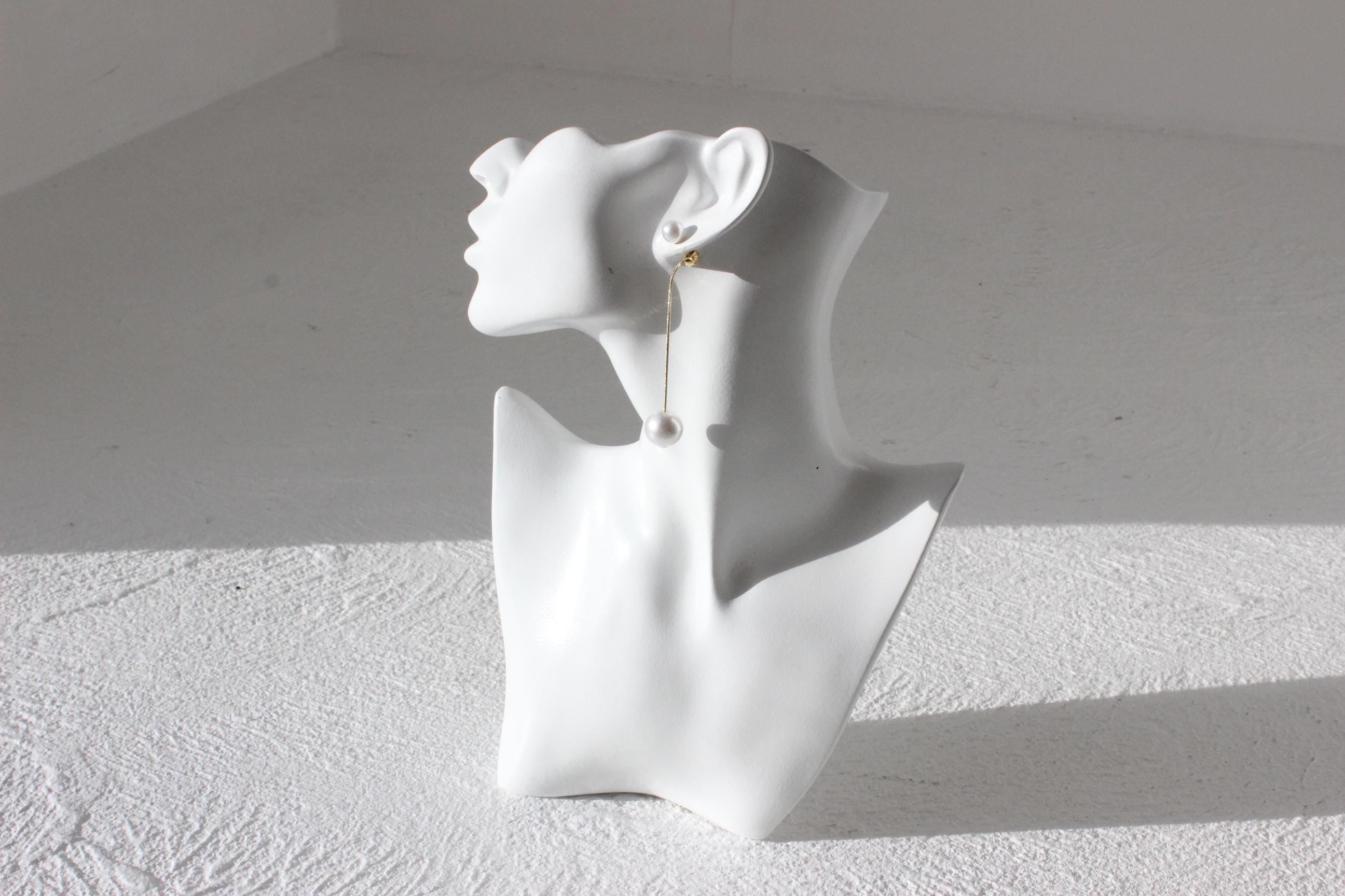 Modernist Pearl Chain Dangling Droplet Earrings
