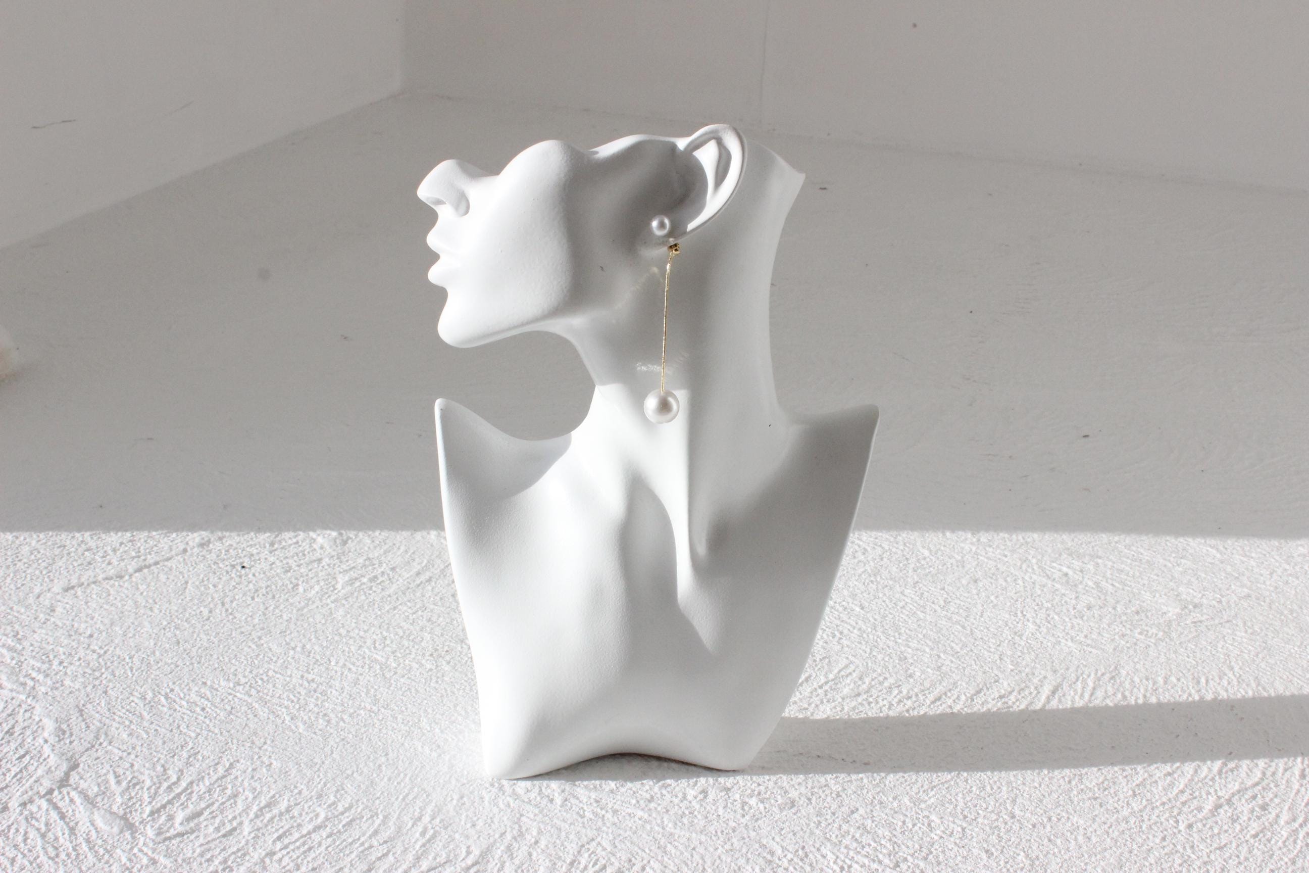 Modernist Pearl Chain Dangling Droplet Earrings