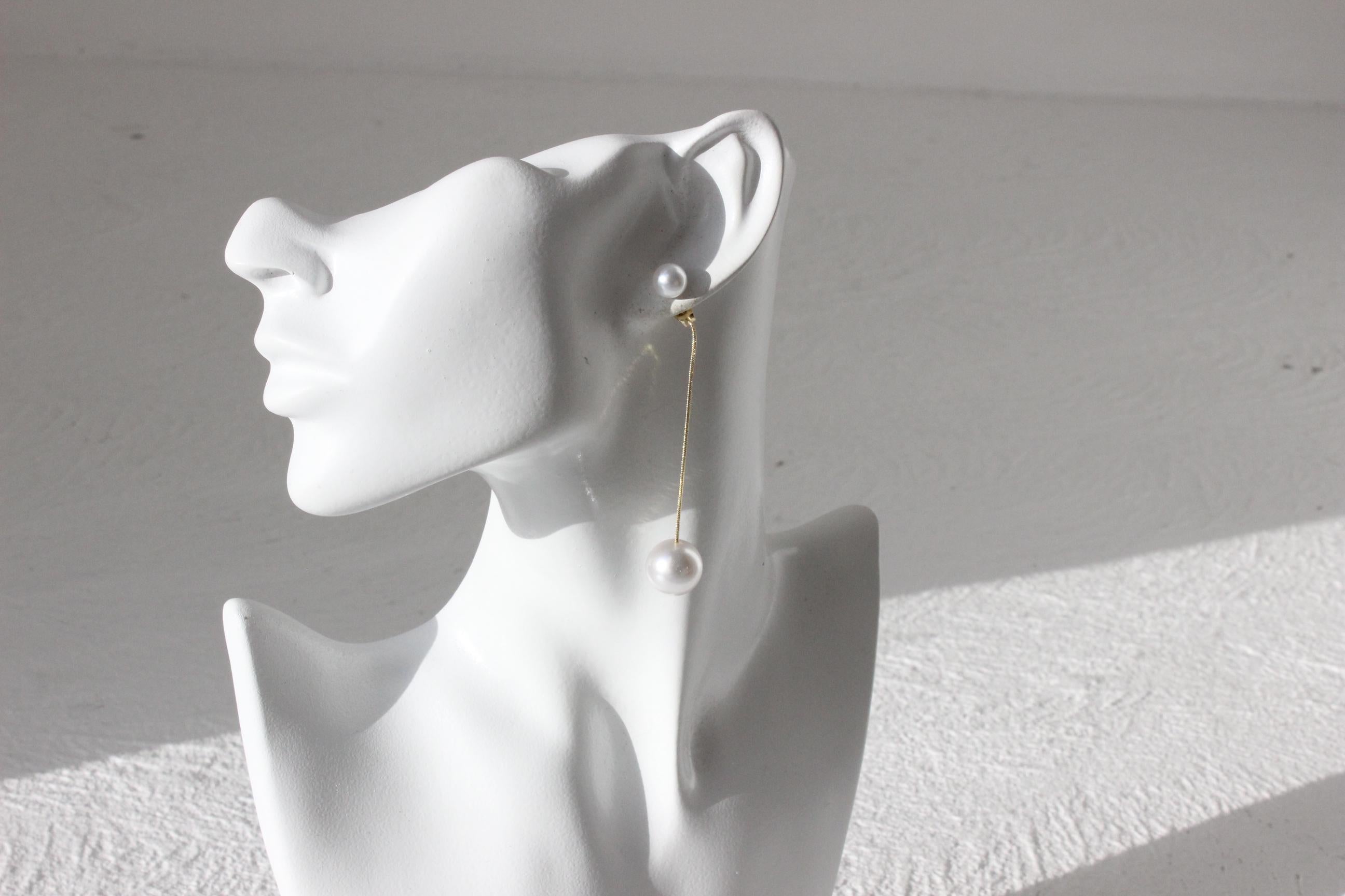 Modernist Pearl Chain Dangling Droplet Earrings