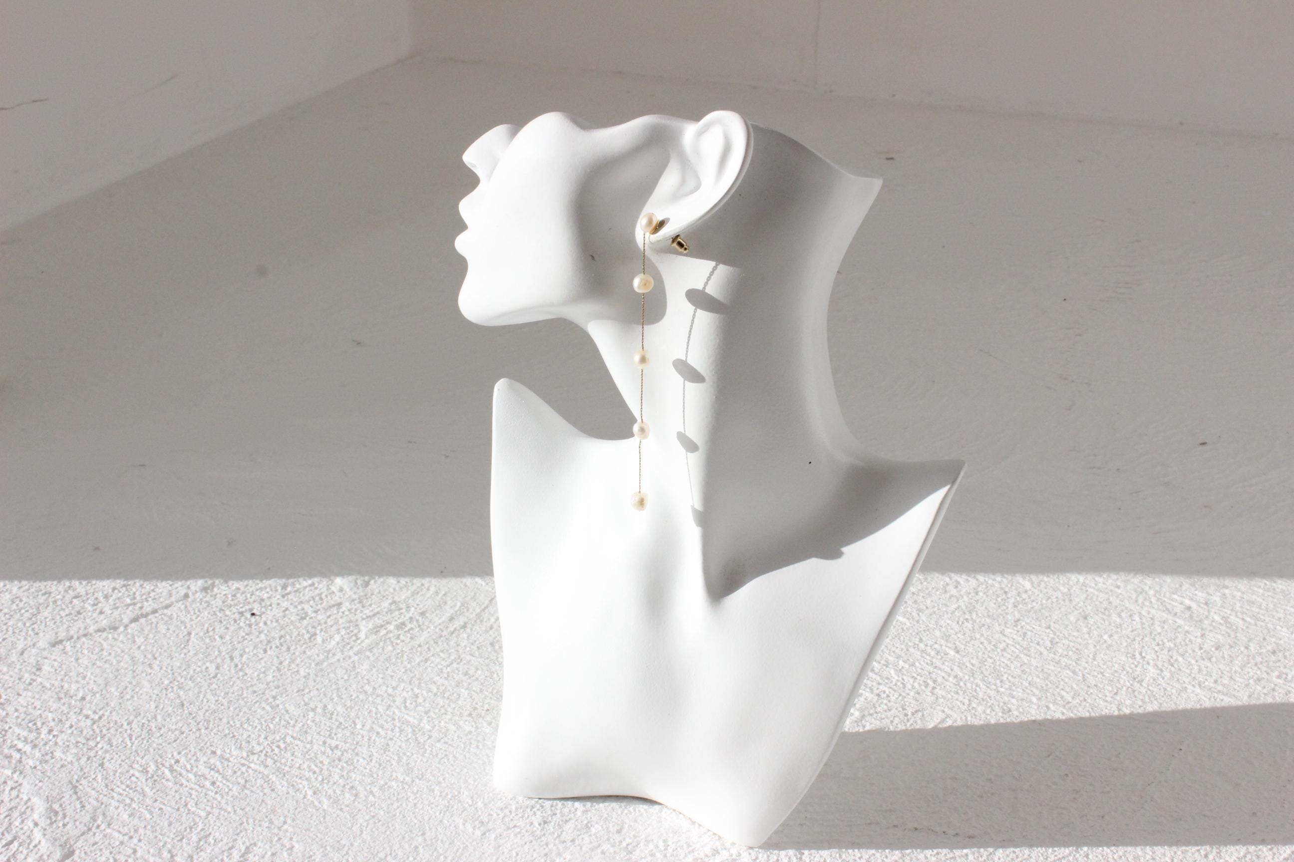 Modernist Trailing Baroque Pearl Chain Earrings