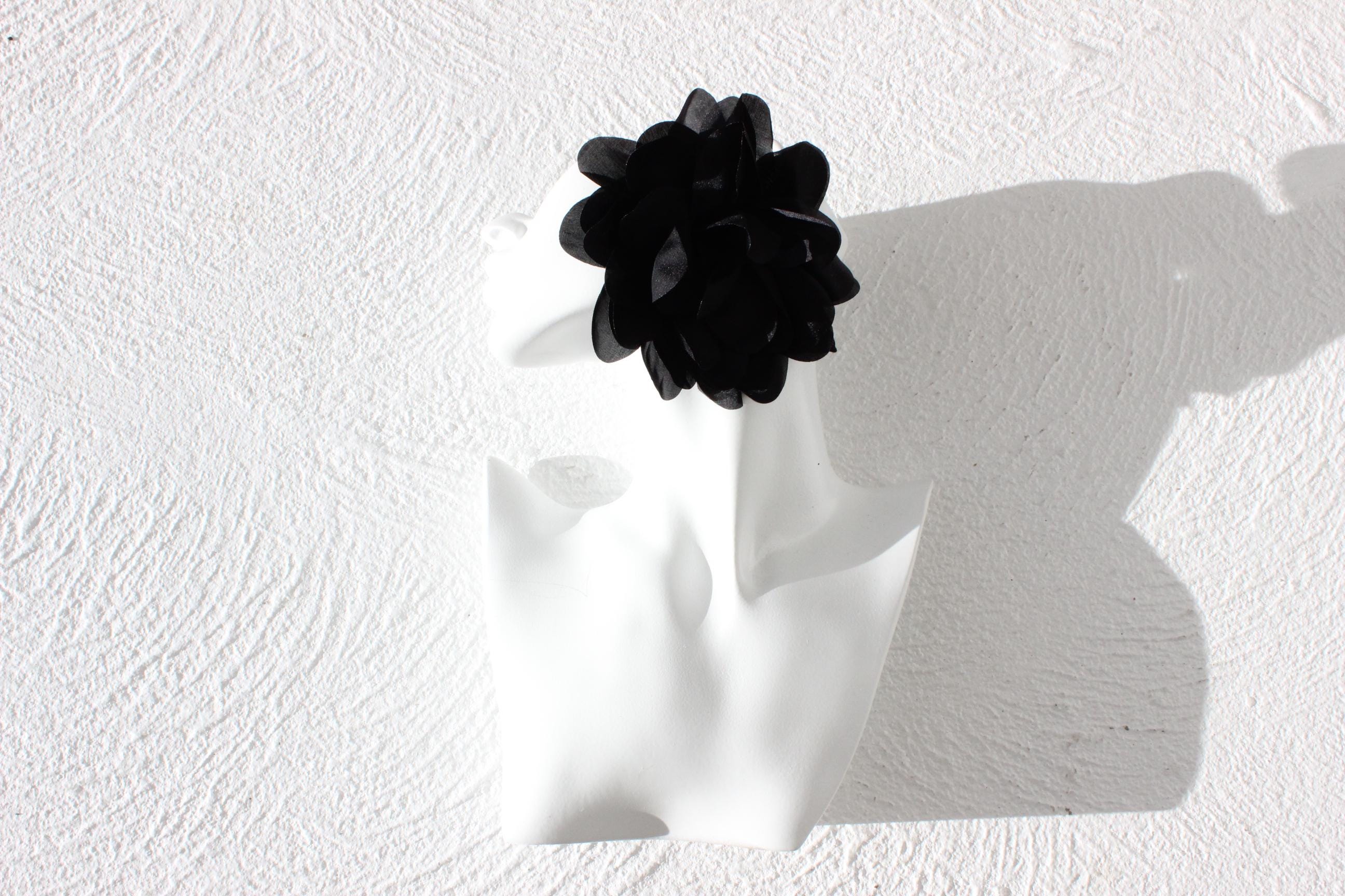 Black Soft Fabric Oversized Flower Earrings