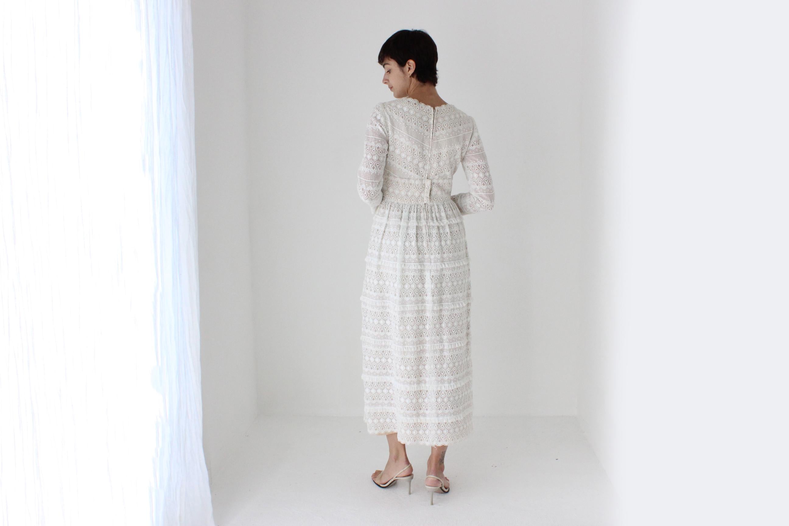 70s Romantica by Victor Costa Fine Tulle Lace Dress