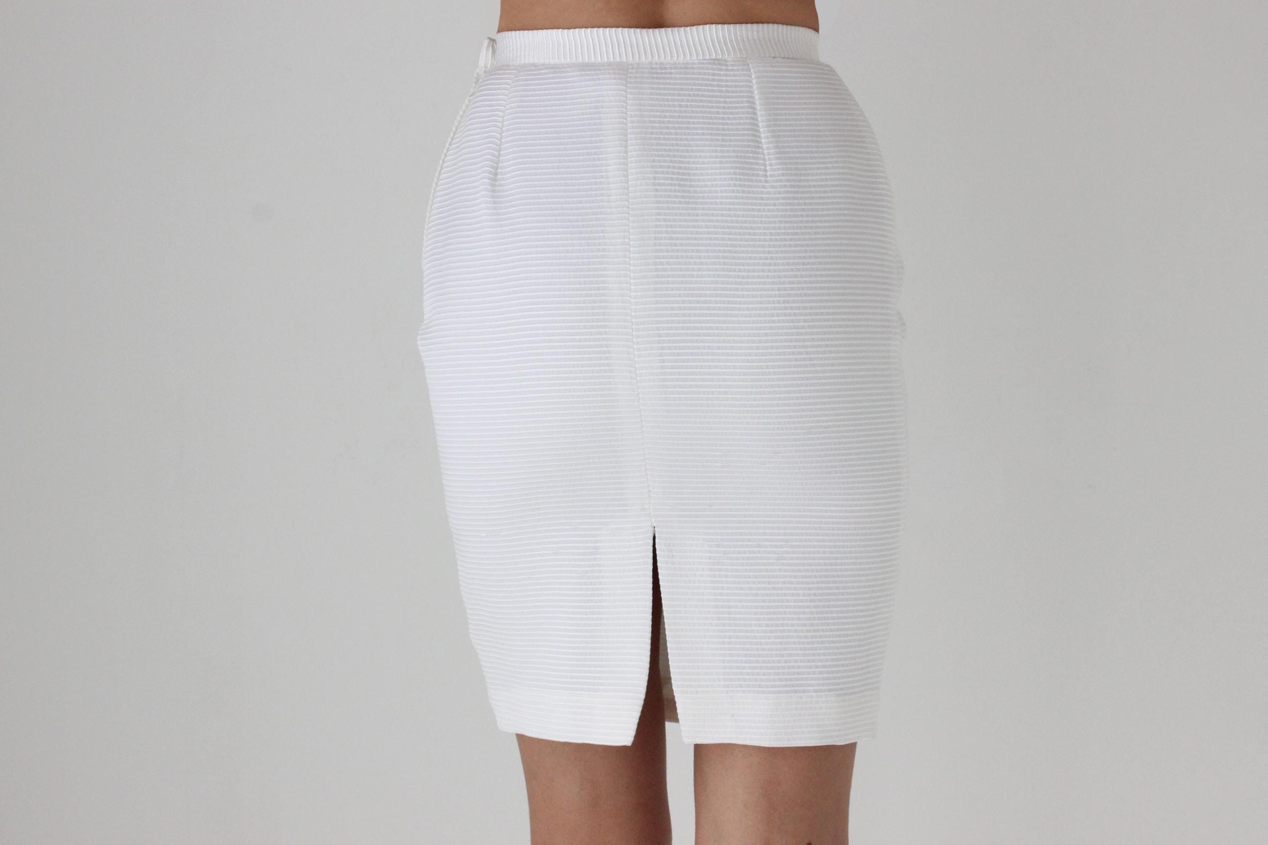 80s Vicky Tiel Couture (Paris) Ivory Mini Skirt