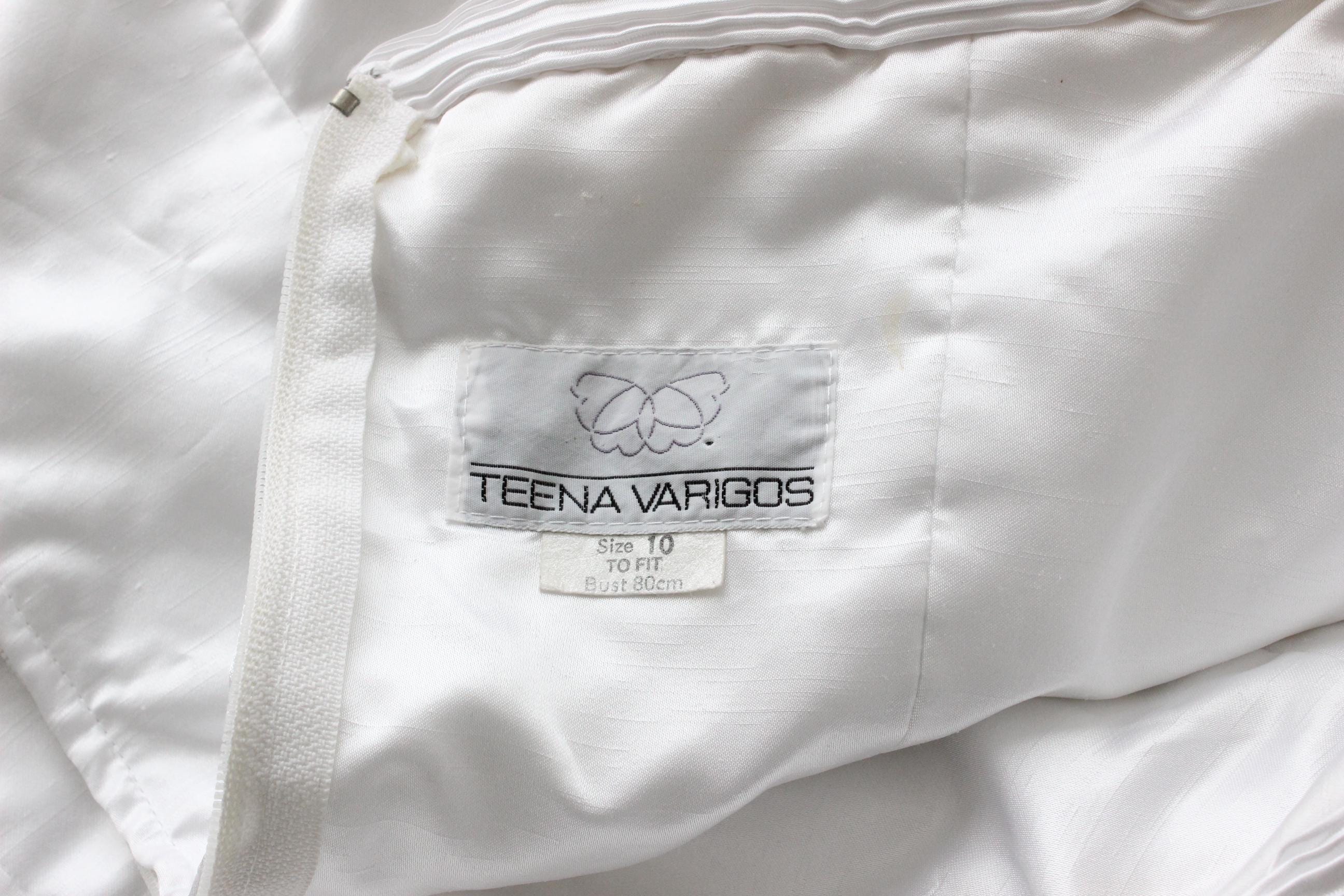 80s Teena Varigos Plisse Off Shoulder Bridal Rosette Top