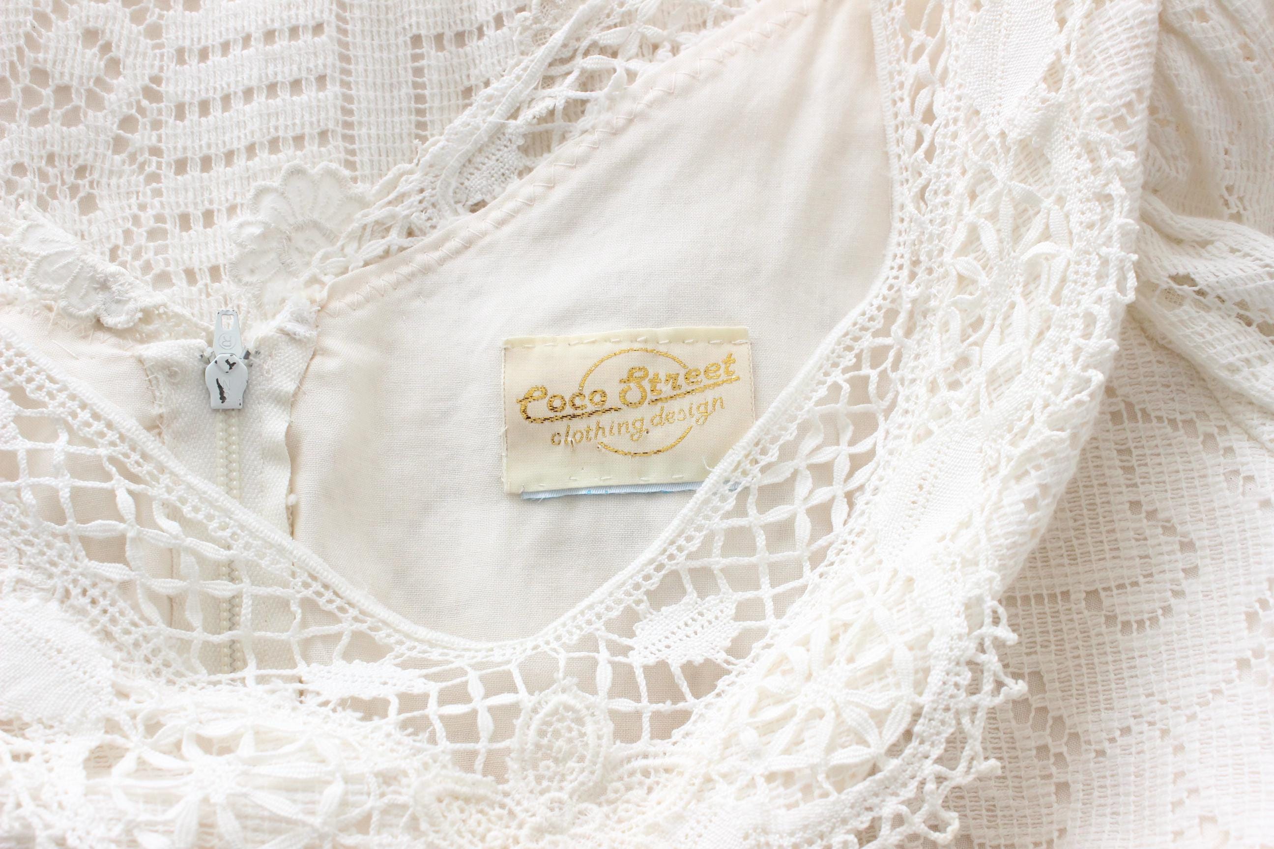 70s Cotton Doily Long Sleeve Wedding Dress
