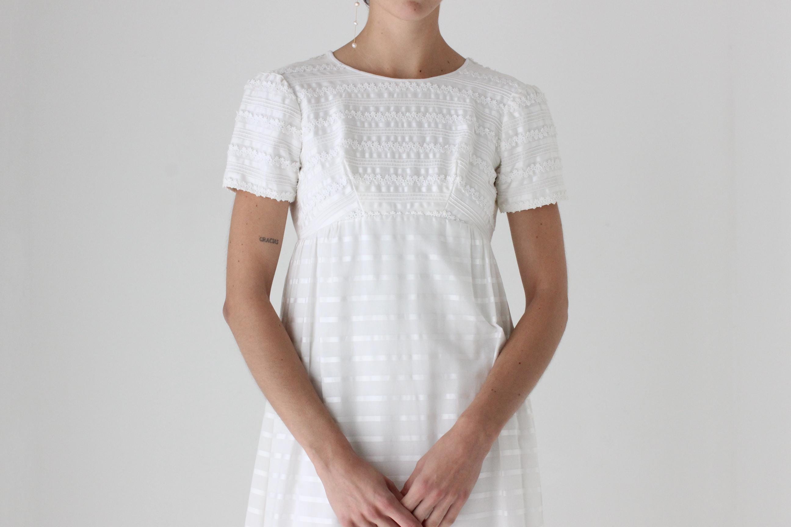 1970s does 1870s Empire Waist Cotton Picnic Dress