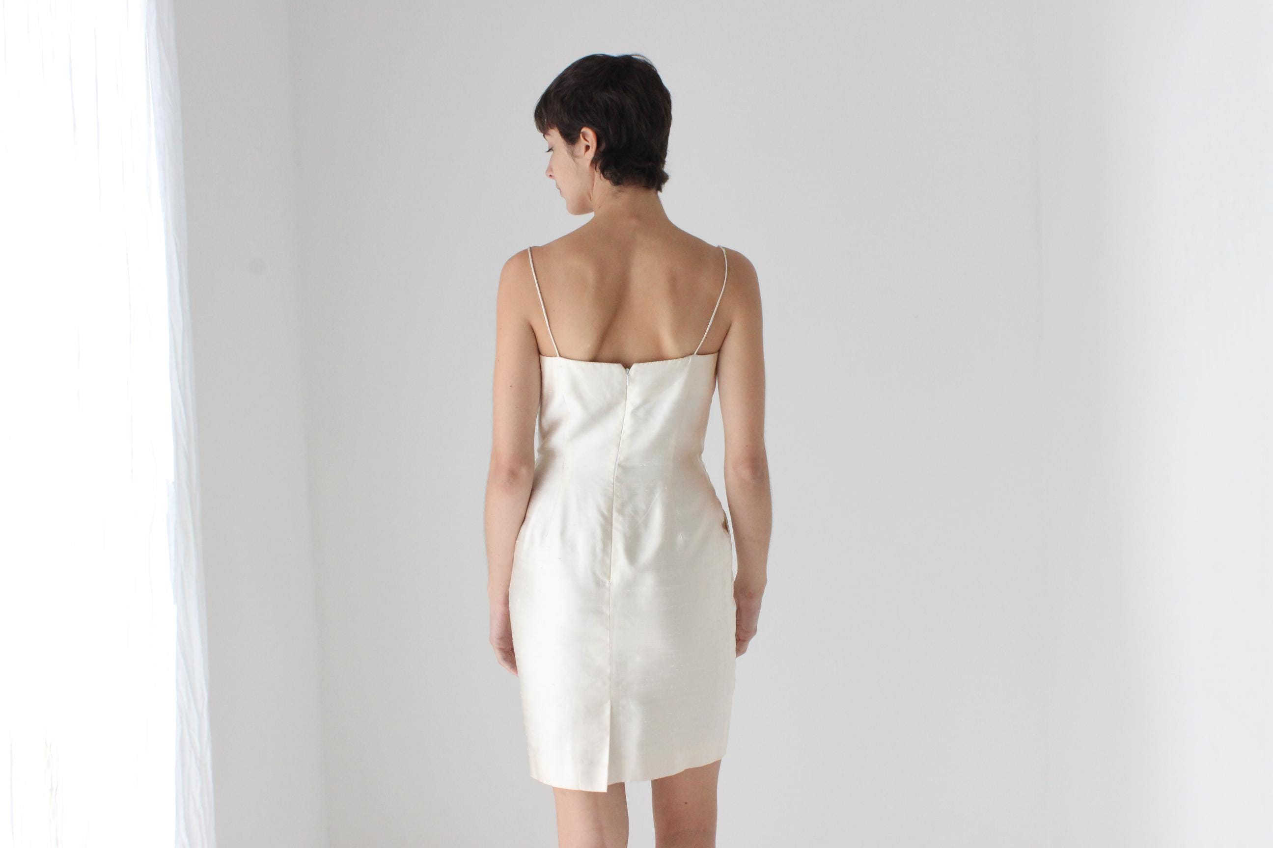 80s Donna Karan Pearlescent Silk Mini