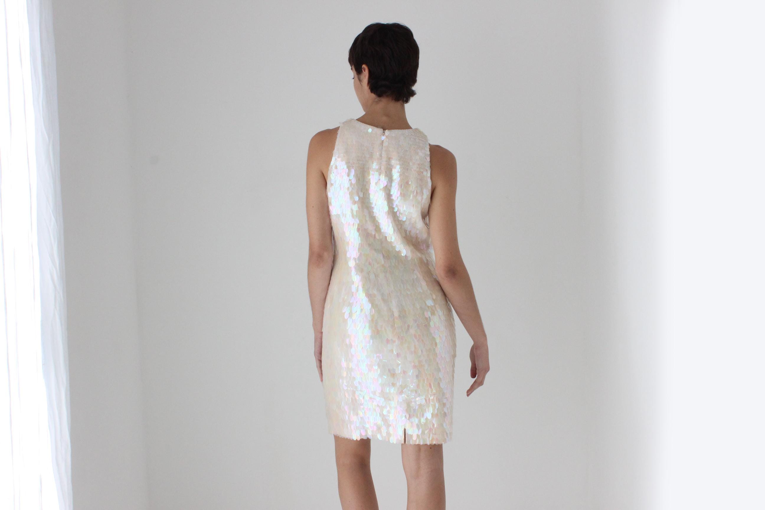 2000s Silk & Pastel Pailette Disco Ball Dress